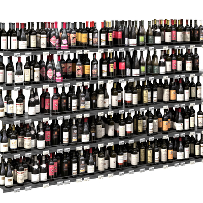  现代红酒 洋酒 货架su模型 