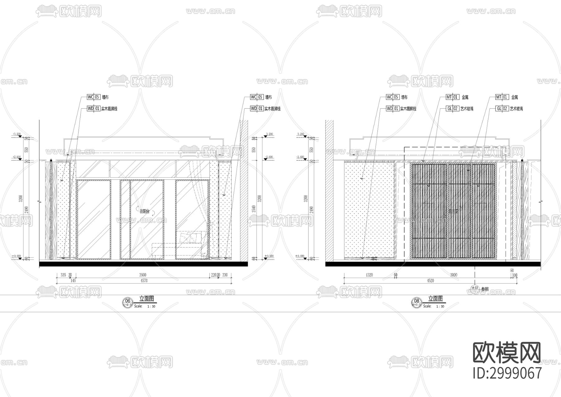 度假酒店客房套房cad施工图下载（渲染图5）