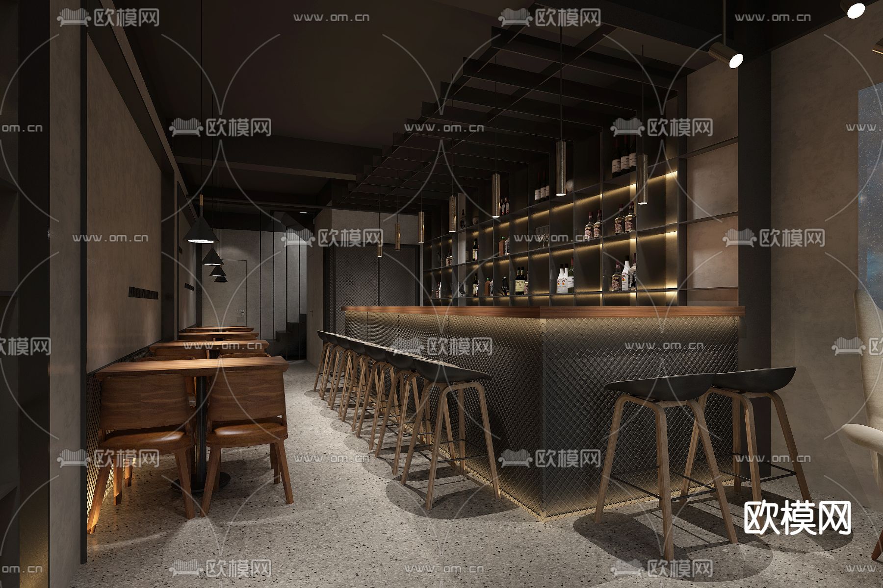 工业风酒吧3d模型下载（渲染图1）