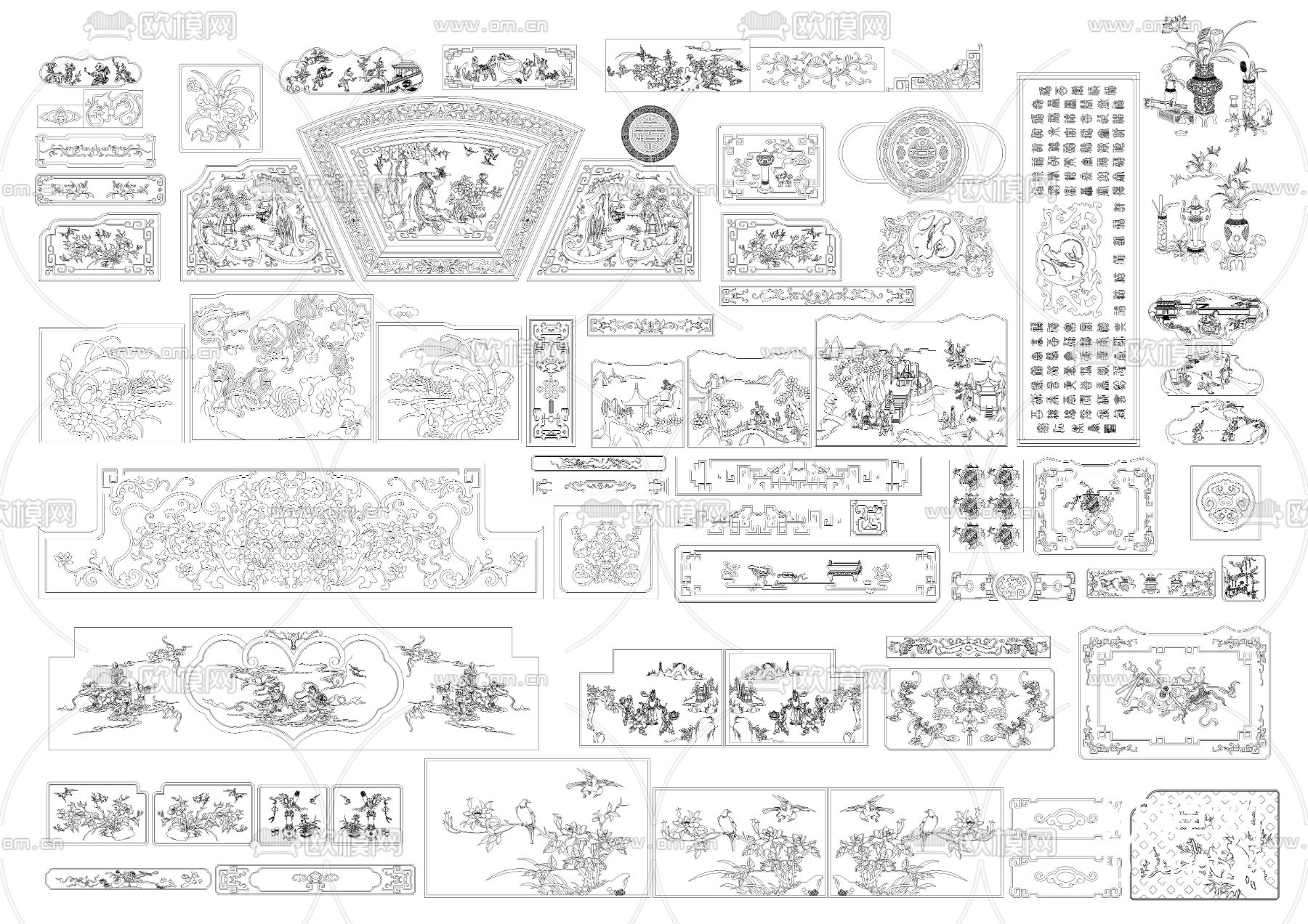 中式雕花素材cad图库下载（渲染图8）