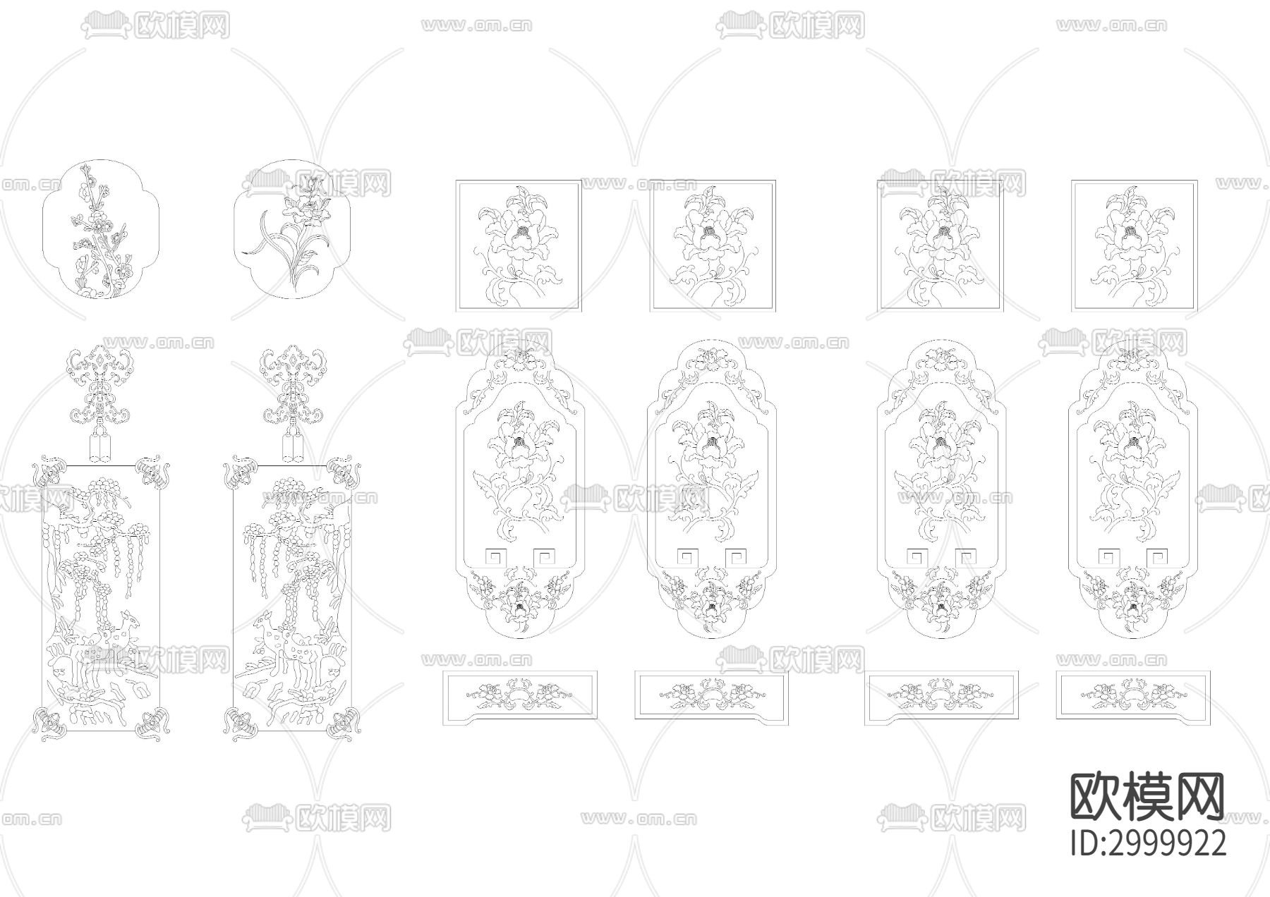 中式雕花cad图库下载（渲染图3）