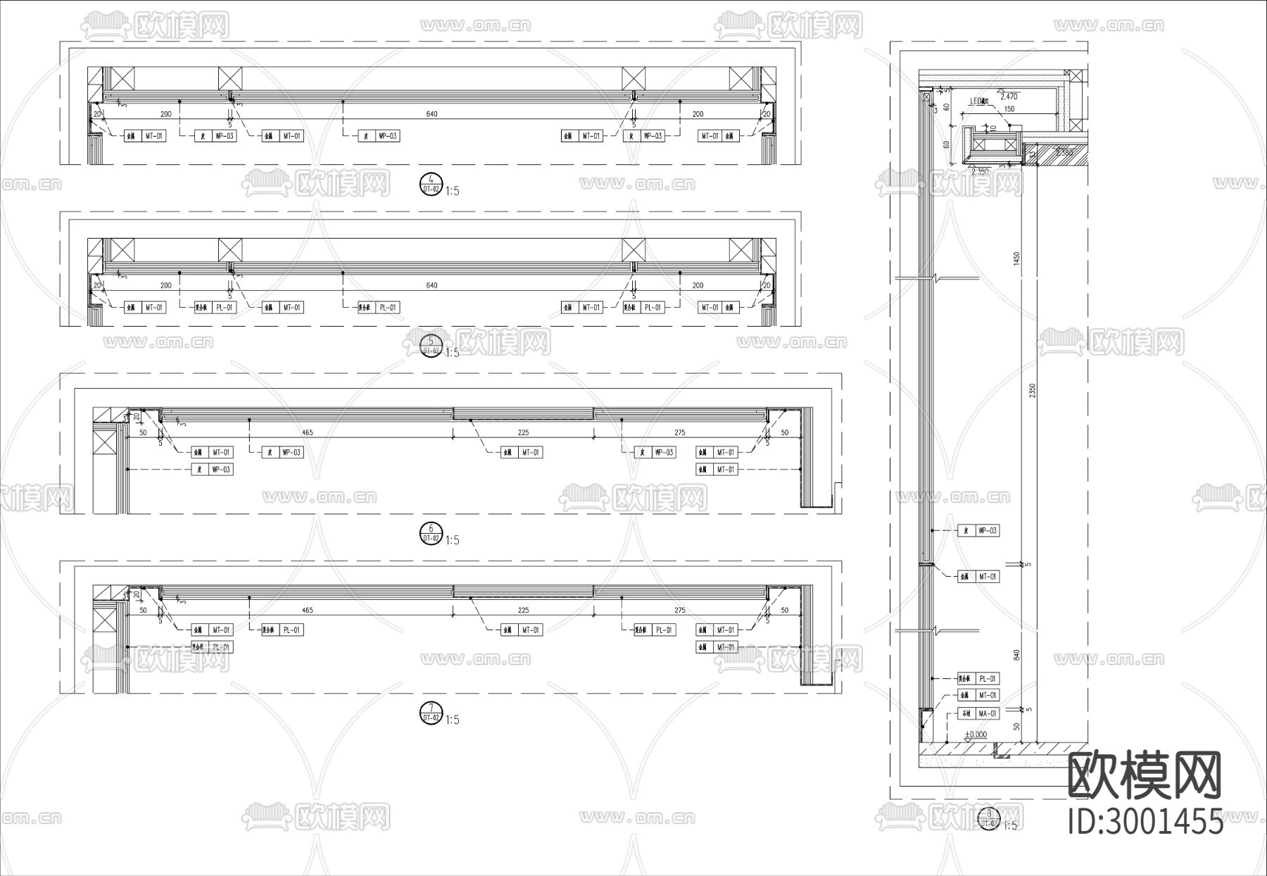 现代别墅电梯轿厢cad大样图下载（渲染图5）