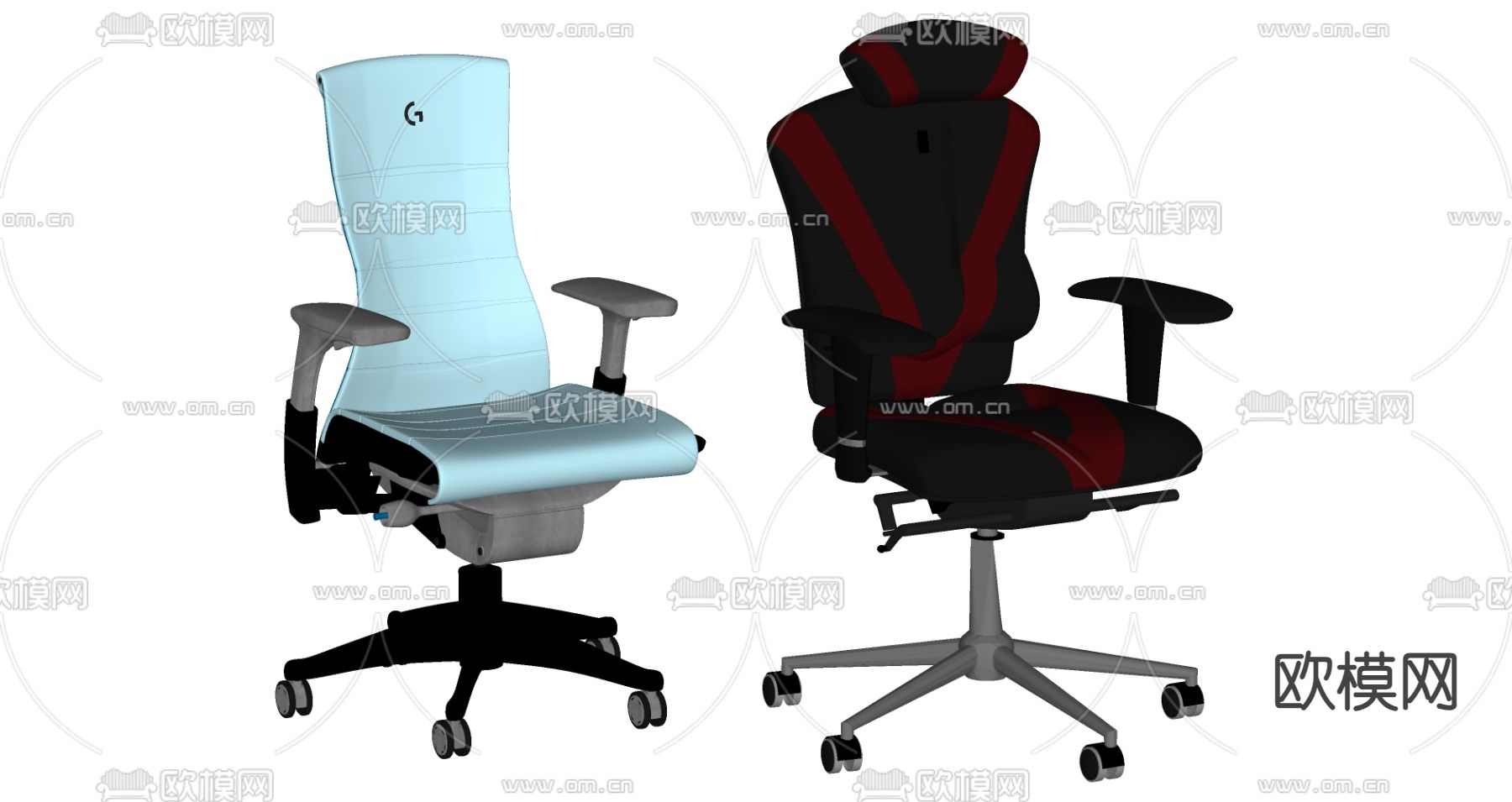 现代办公椅 电竞椅su模型下载（渲染图1）