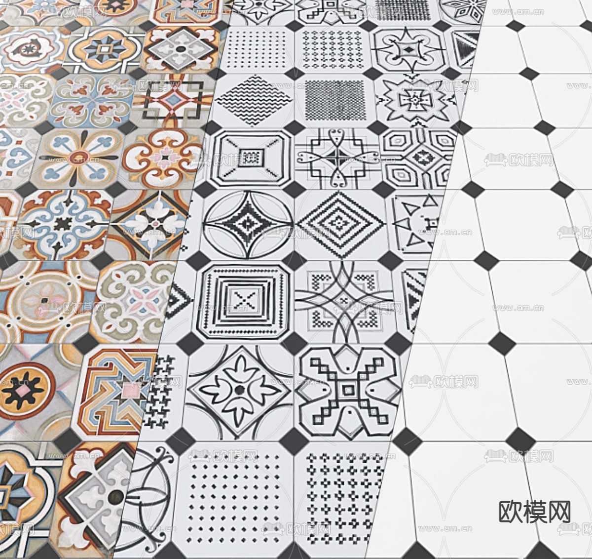 拼花瓷砖 卫浴 拼花砖3d模型下载