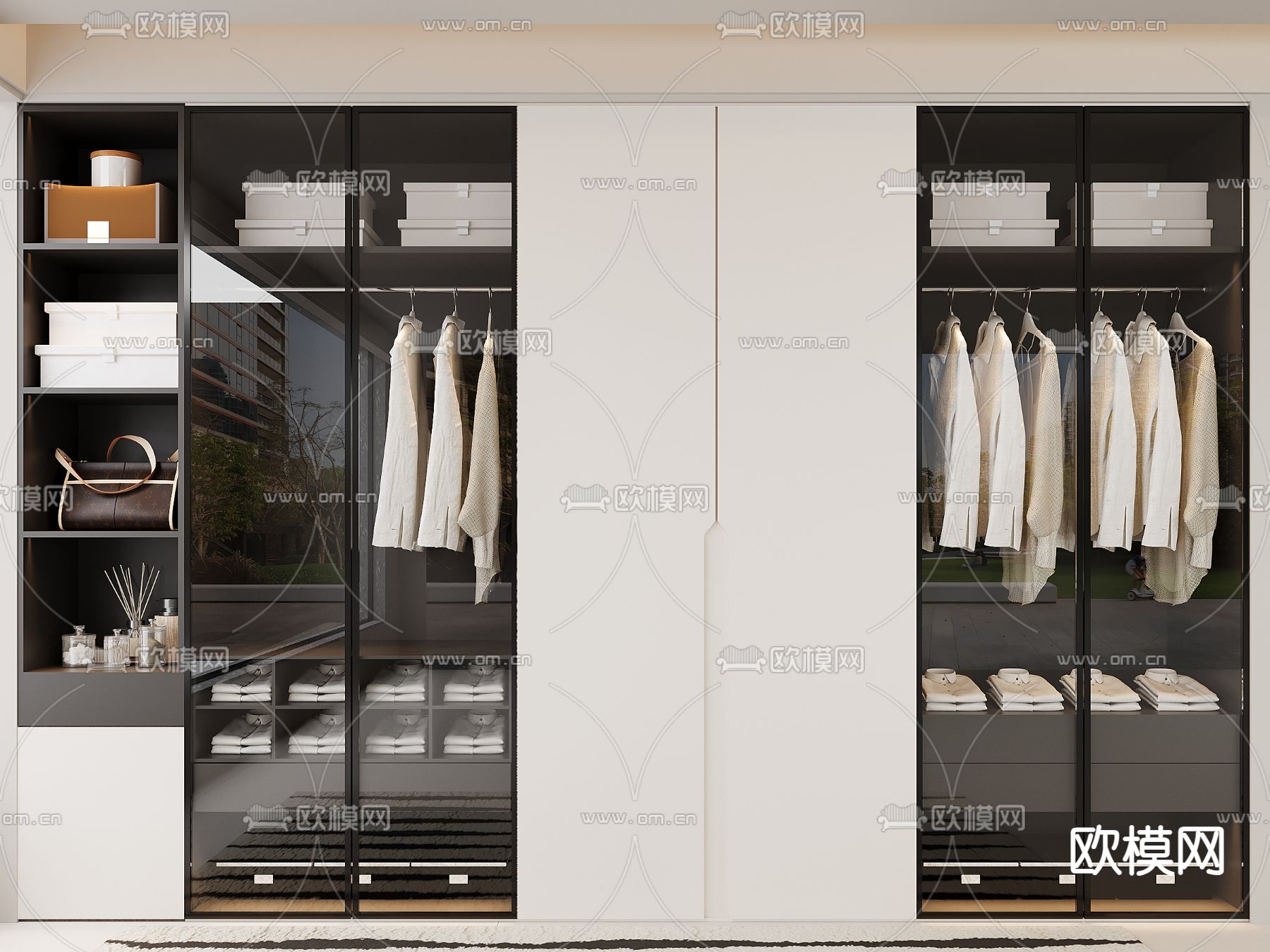现代衣柜3d模型下载