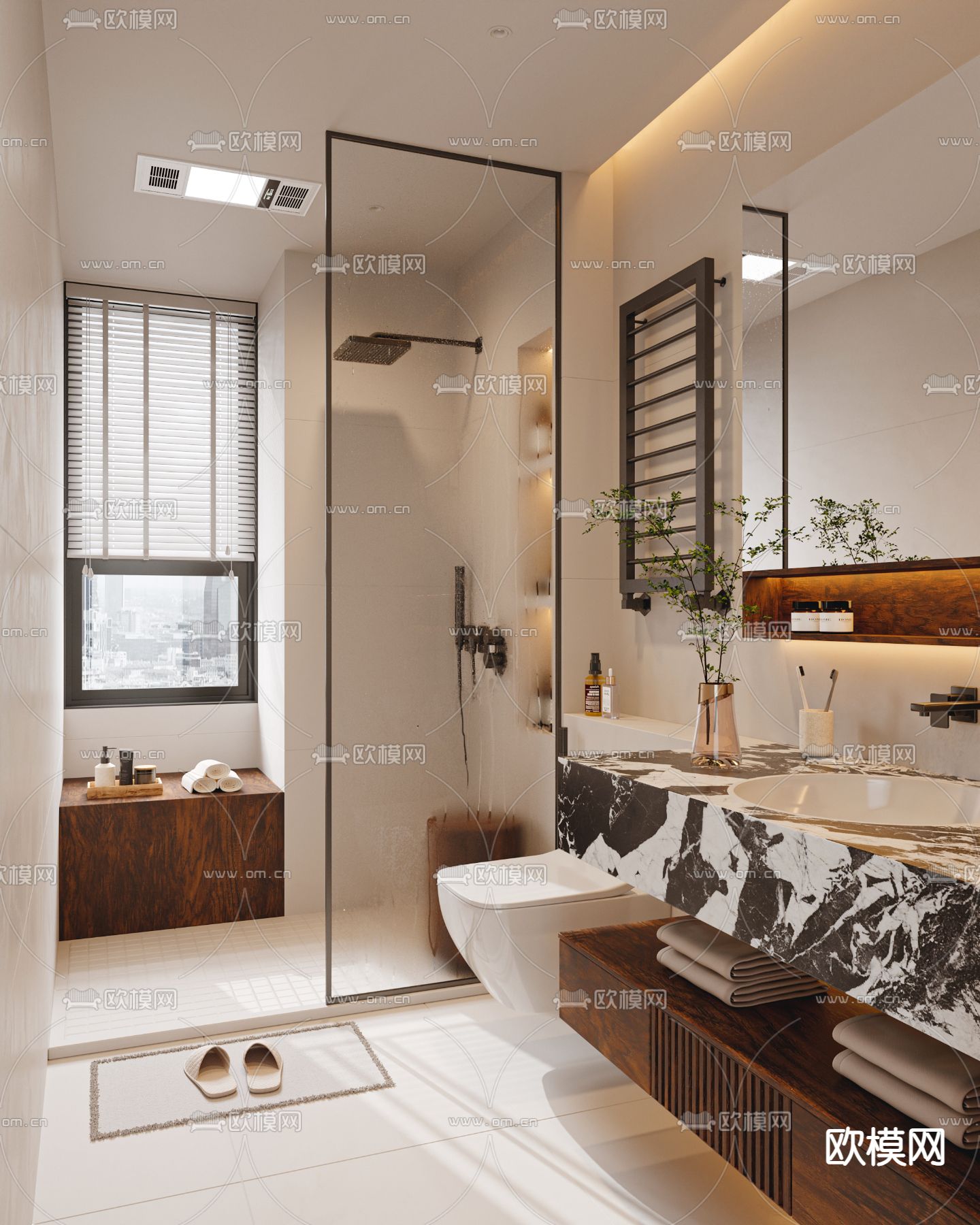 中古风卫生间 浴室su模型下载（渲染图2）