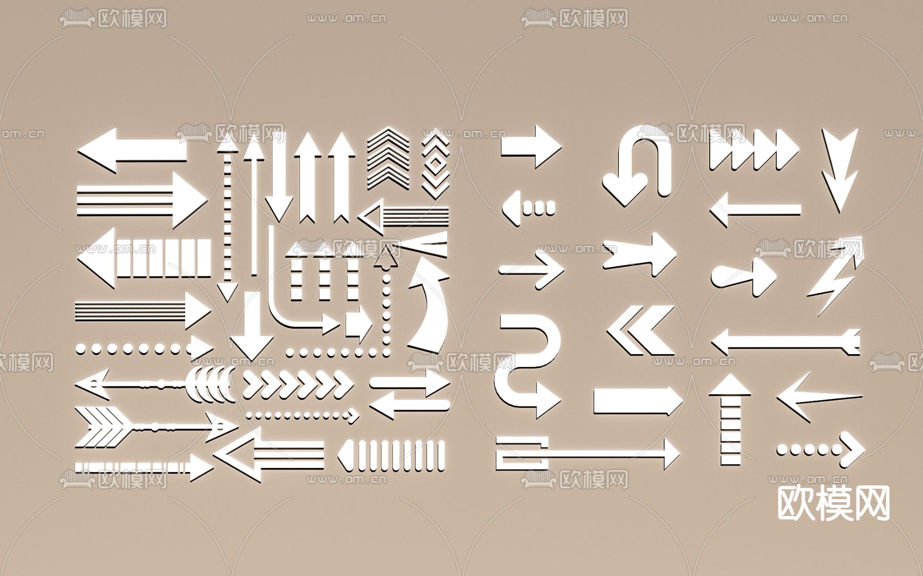 现代箭头图标su模型下载（渲染图1）