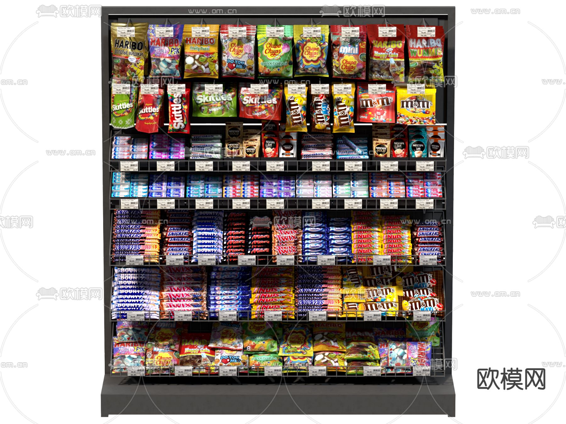 超市零食架 商品货架3d模型下载
