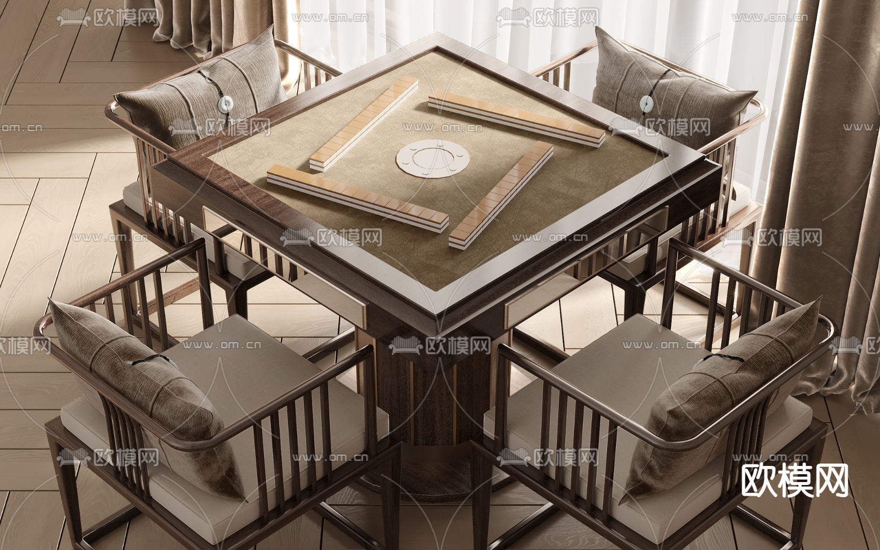 新中式麻将桌3d模型下载
