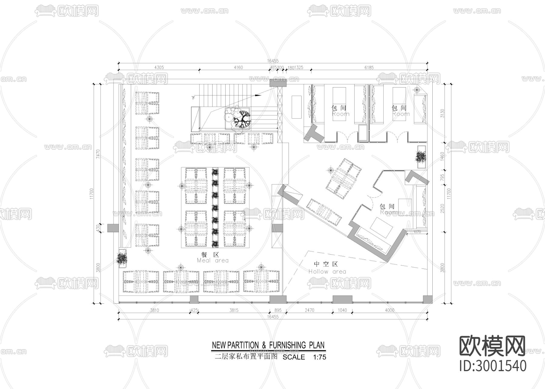 400㎡咖啡厅cad施工图下载（渲染图2）