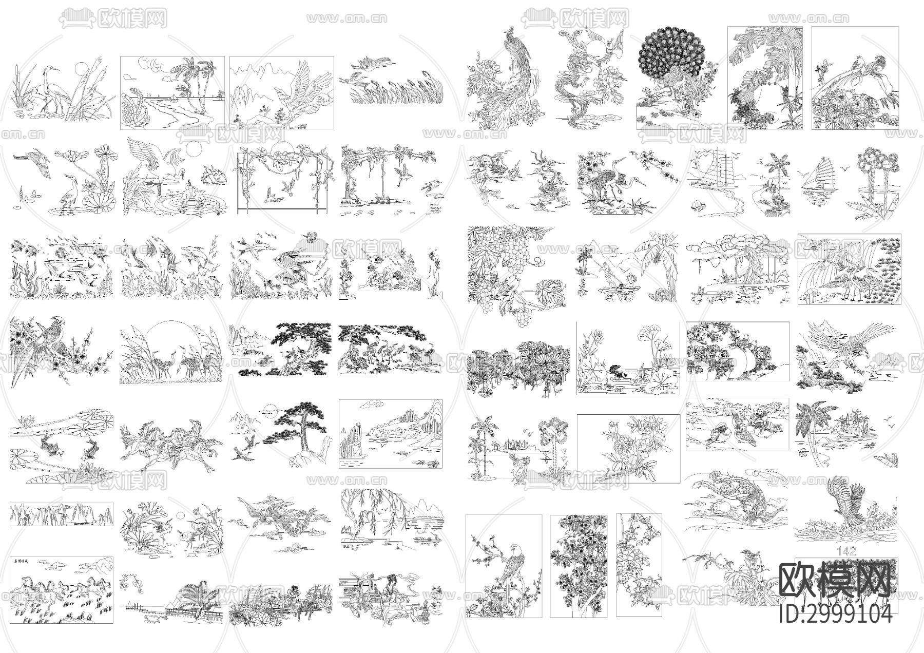 中式雕花cad图库下载（渲染图4）
