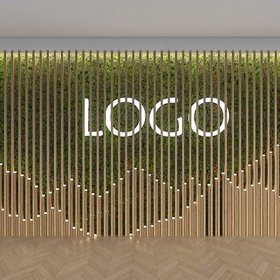  现代绿植背景墙su模型 