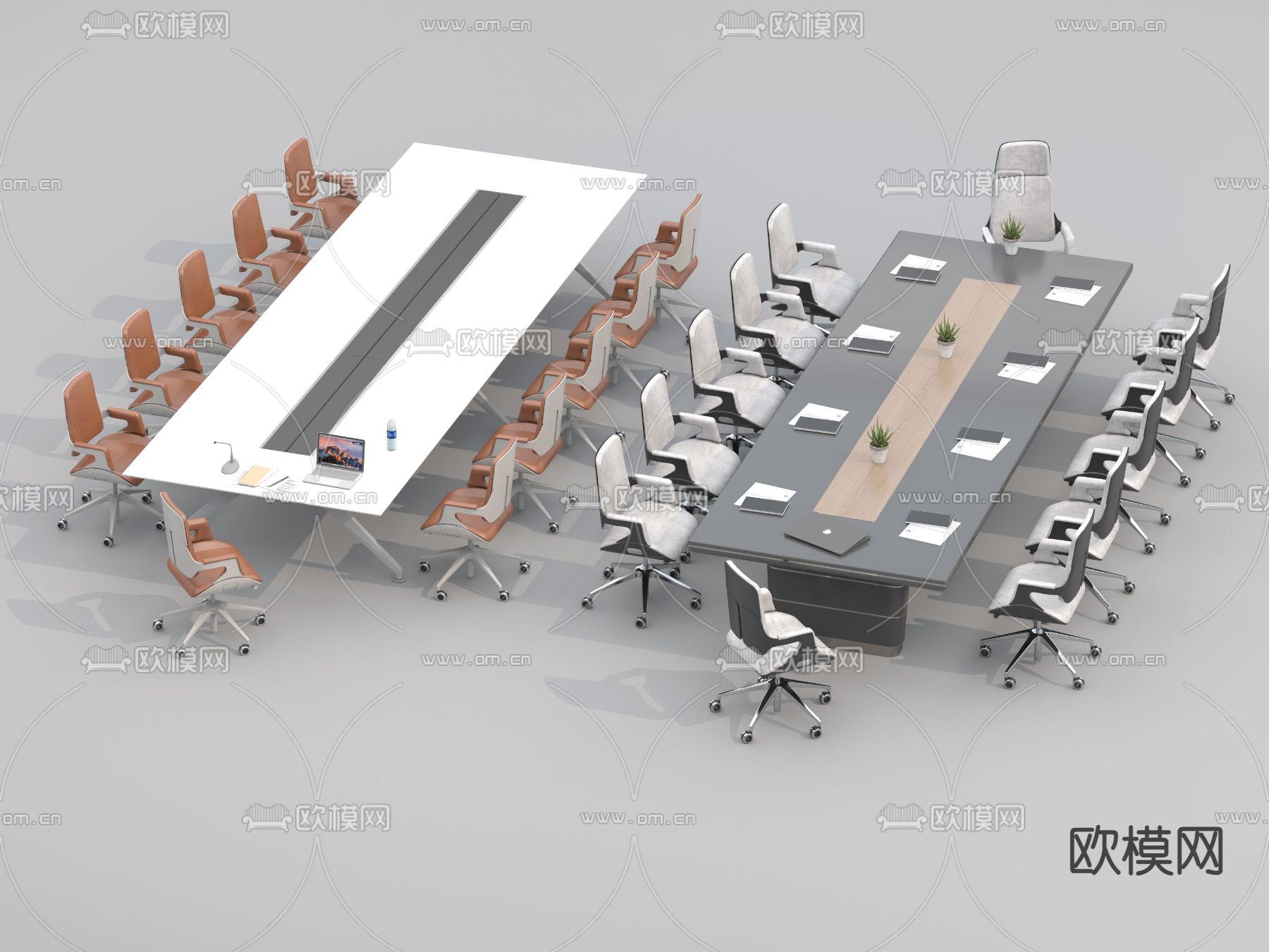 大型会议桌 会议台3d模型下载