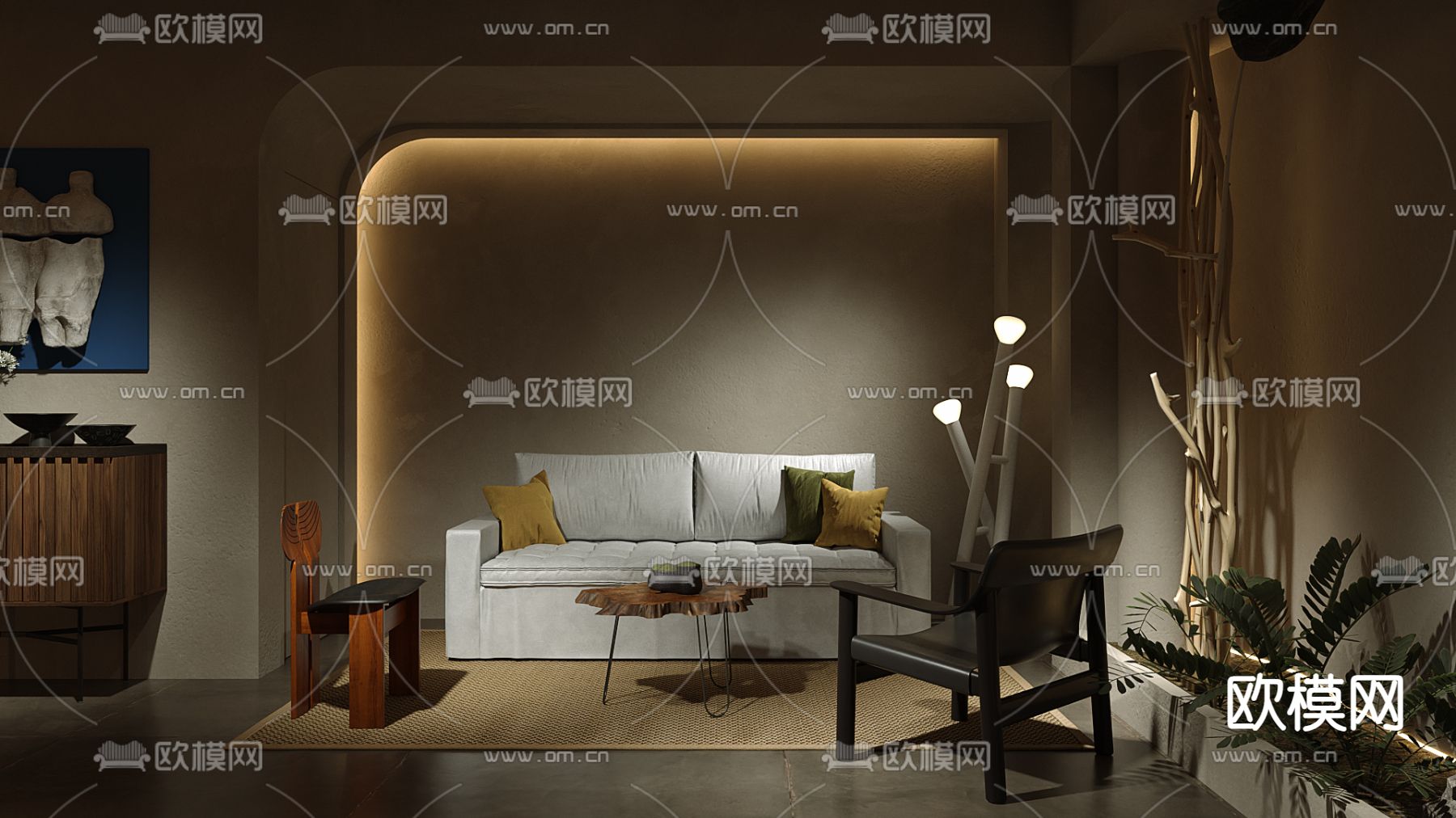 暗黑风包房 会所包厢3d模型下载（渲染图1）