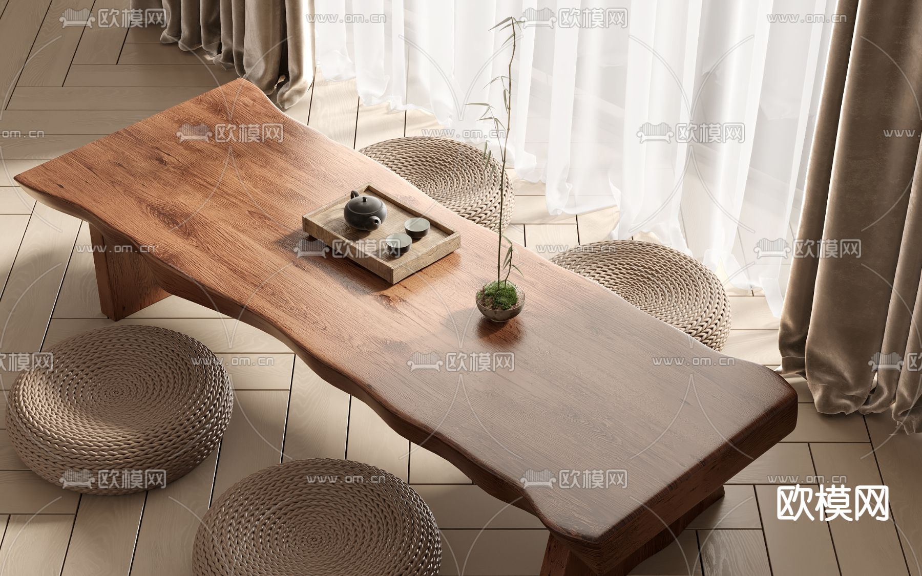 榻榻米茶桌 茶台3d模型下载