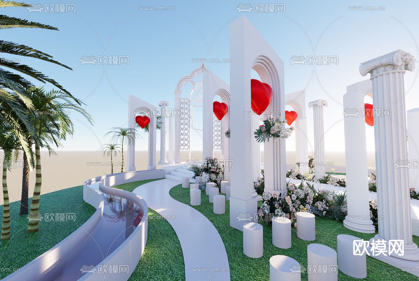 户外婚礼su模型下载（渲染图2）