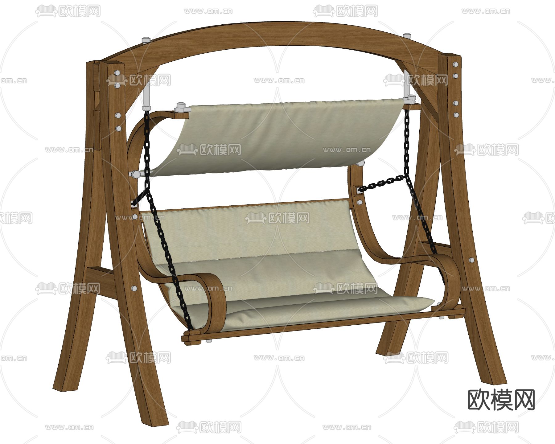 景观秋千椅 摇椅 庭院秋千su模型下载（渲染图1）