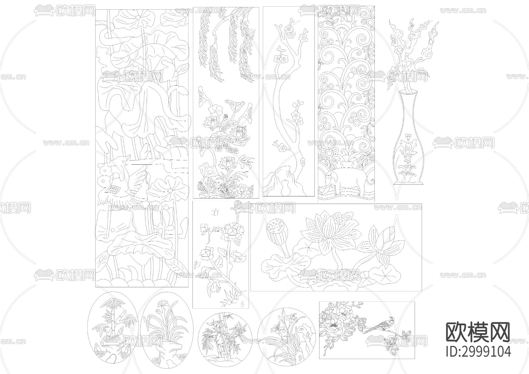 中式雕花cad图库下载（渲染图1）