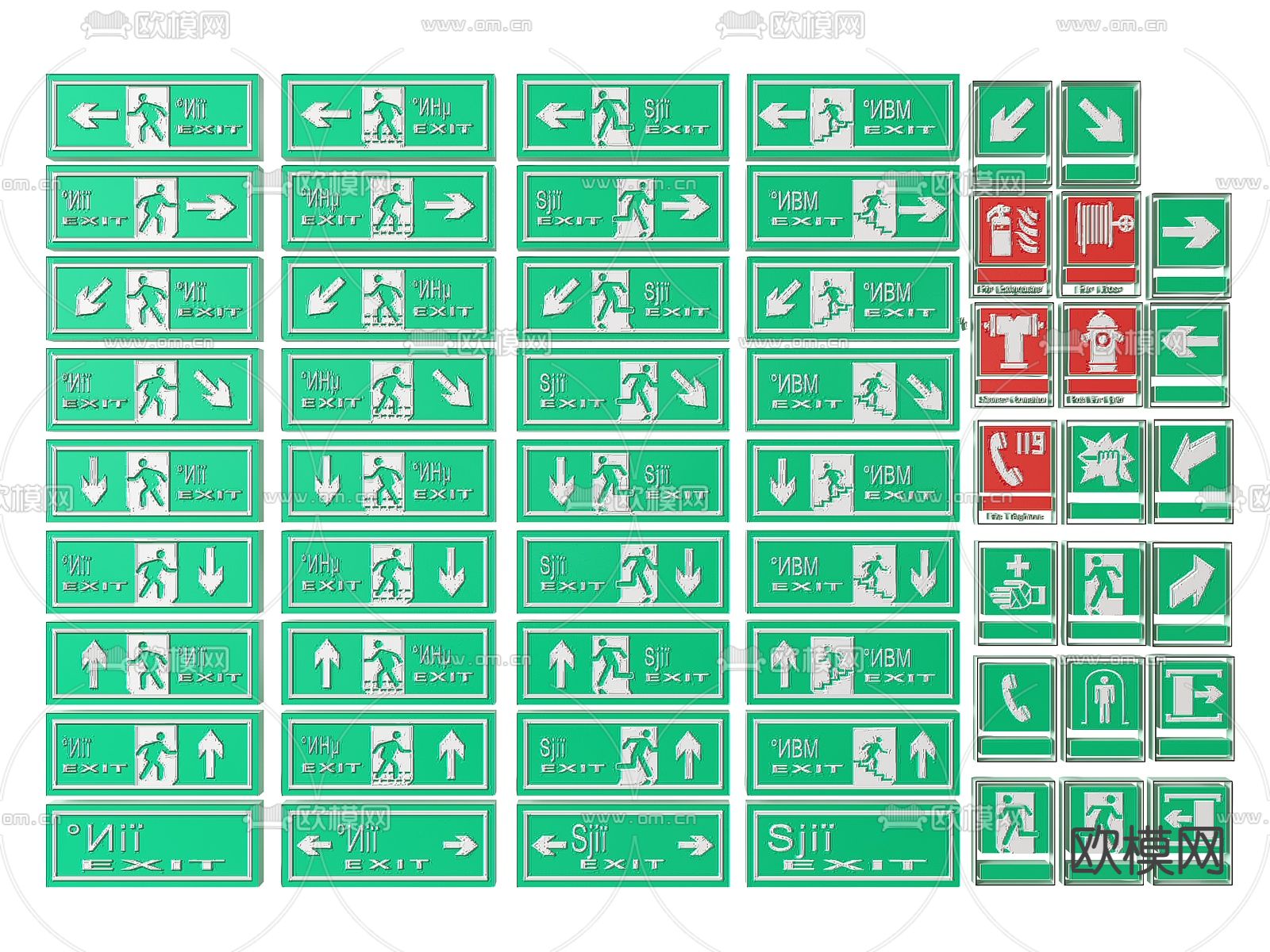 安全出口指示牌 标识牌3d模型下载