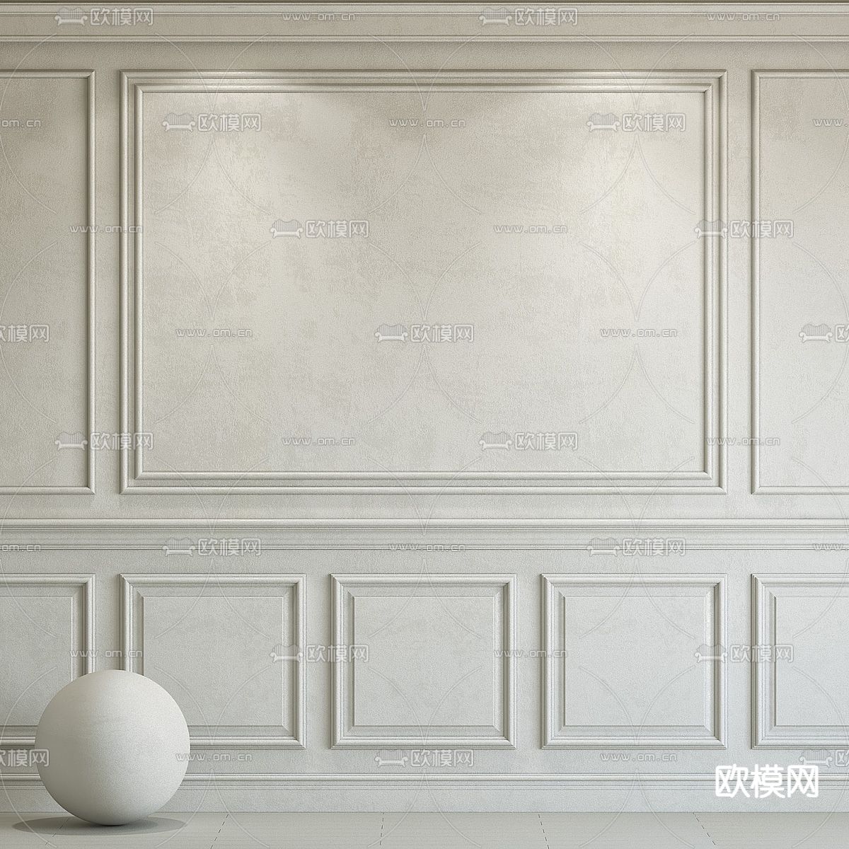 欧式线条墙板 护墙板su模型下载（渲染图2）