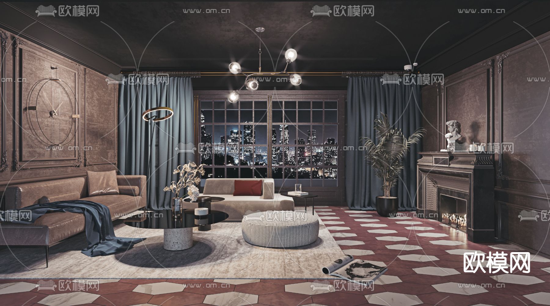 欧式客厅3d模型下载（渲染图2）