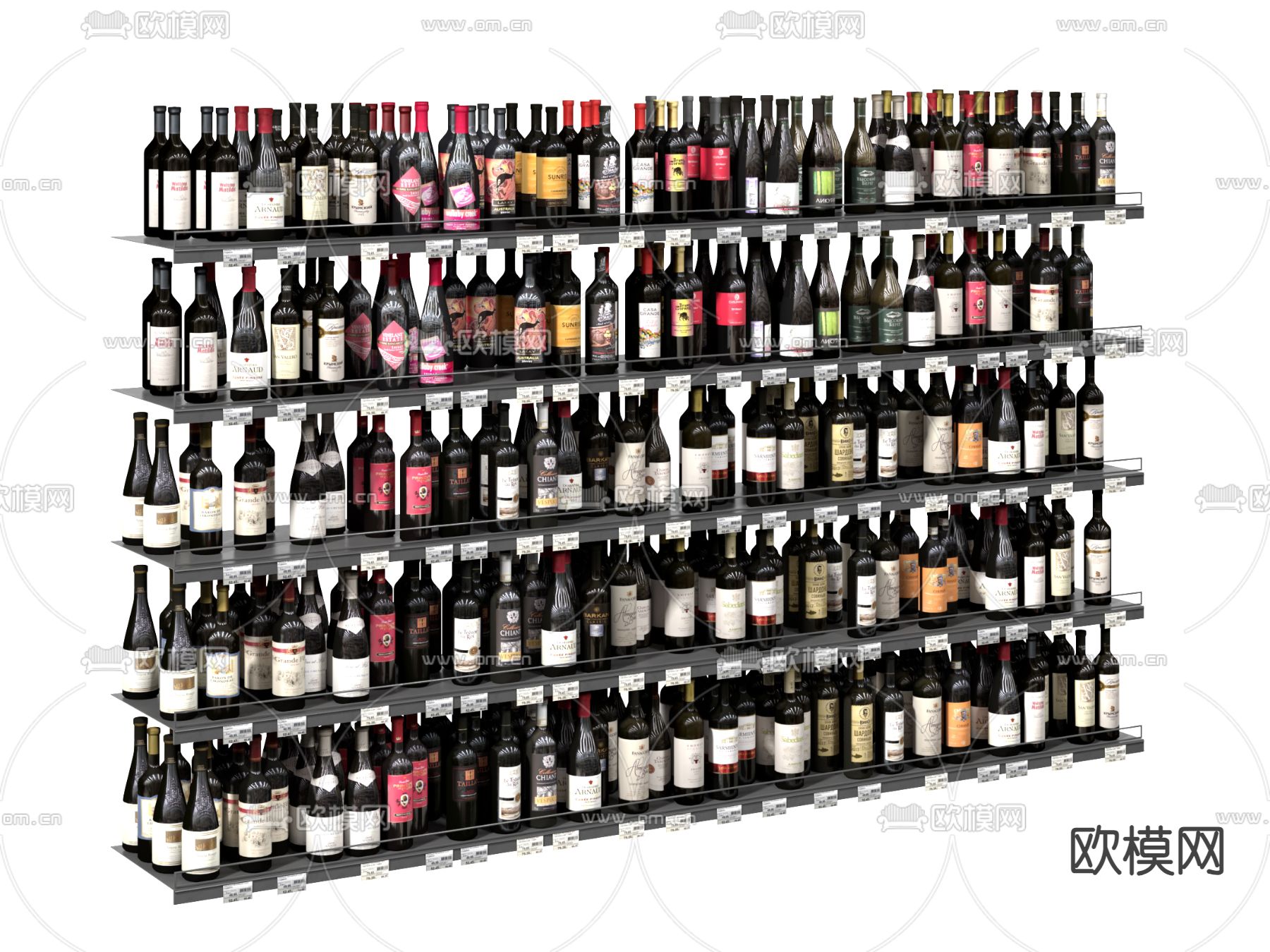 现代红酒 洋酒 货架su模型下载（渲染图2）