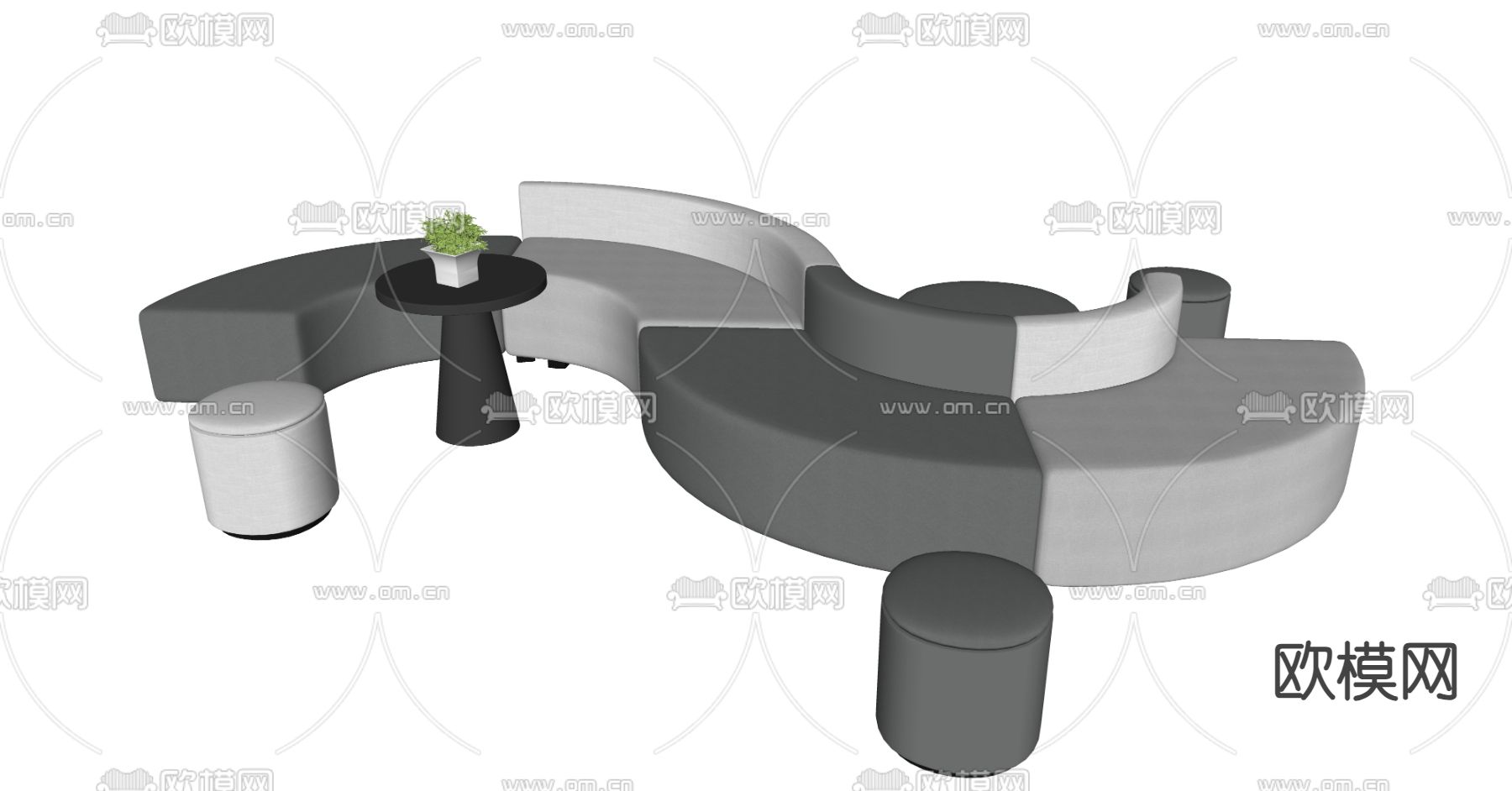 组合沙发 休闲沙发su模型下载（渲染图1）