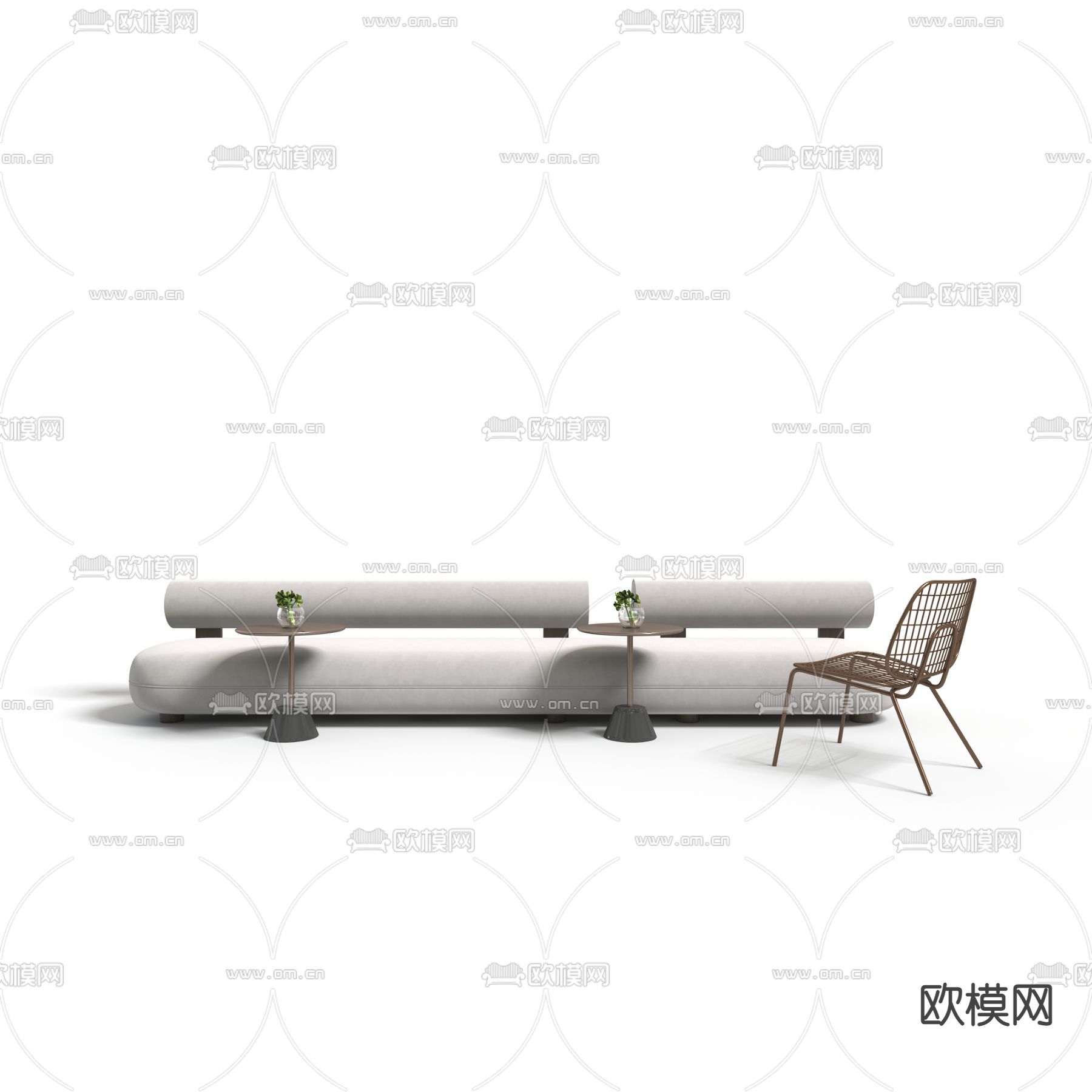 咖啡厅长凳 奶茶店卡座3d模型下载（渲染图3）