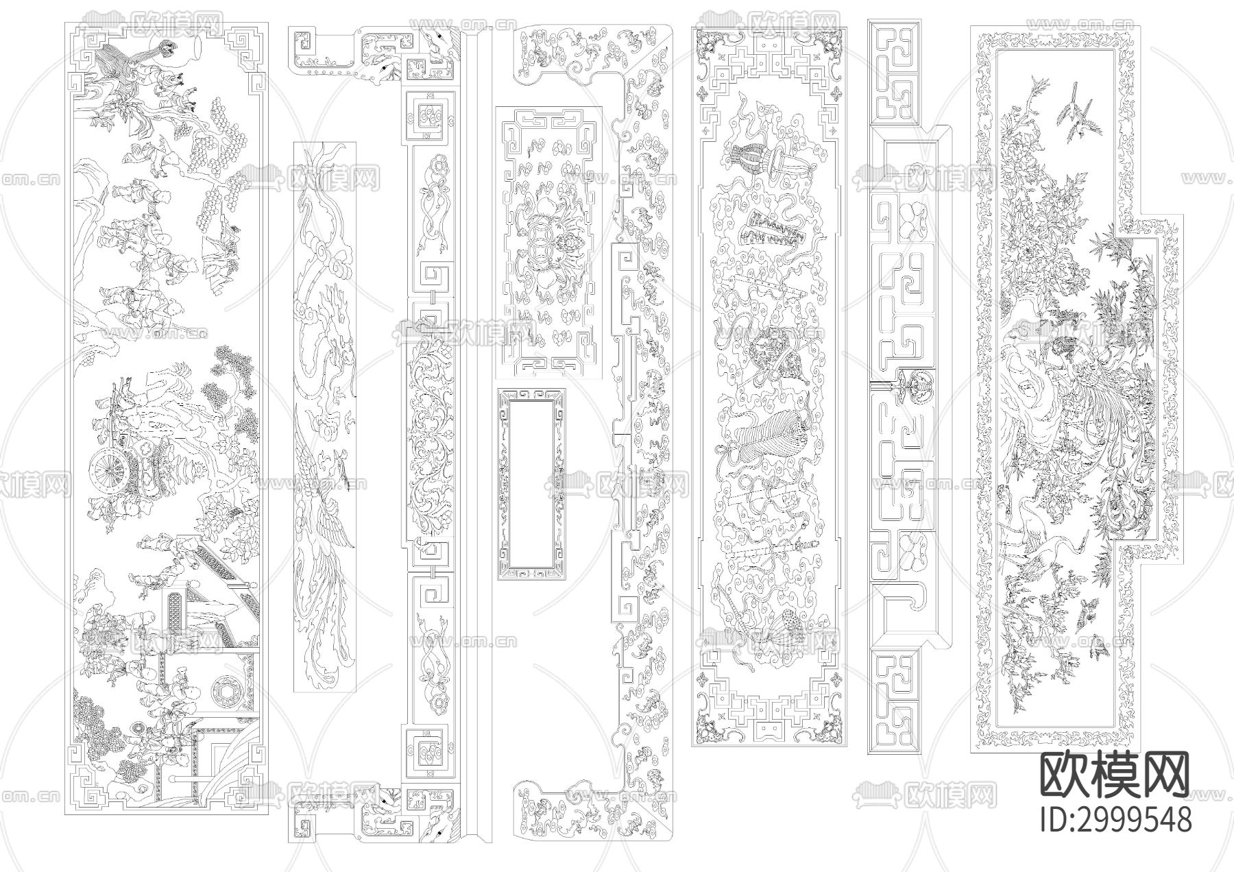 中式雕花素材cad图库下载（渲染图6）