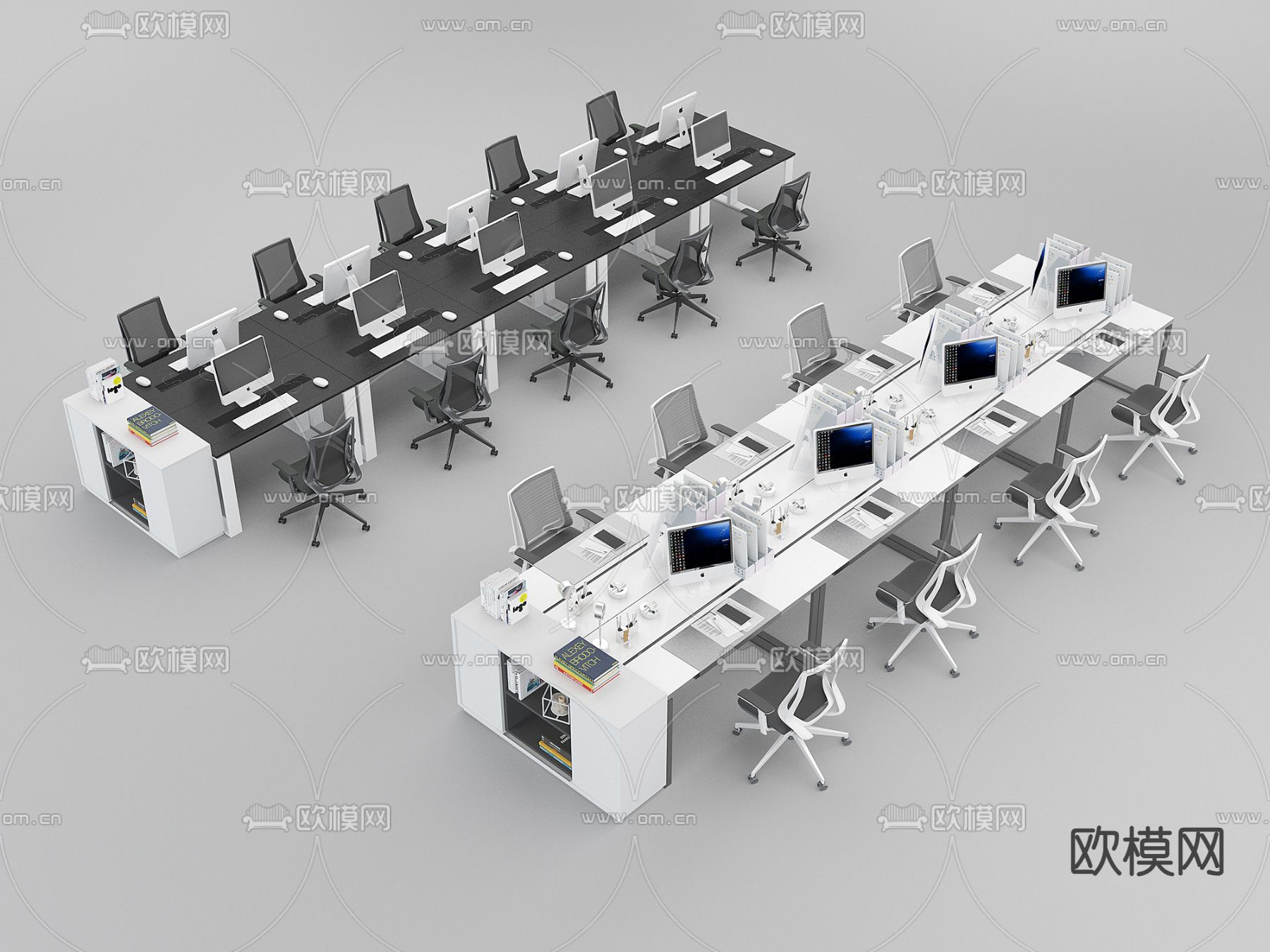 现代办公桌椅su模型下载（渲染图2）