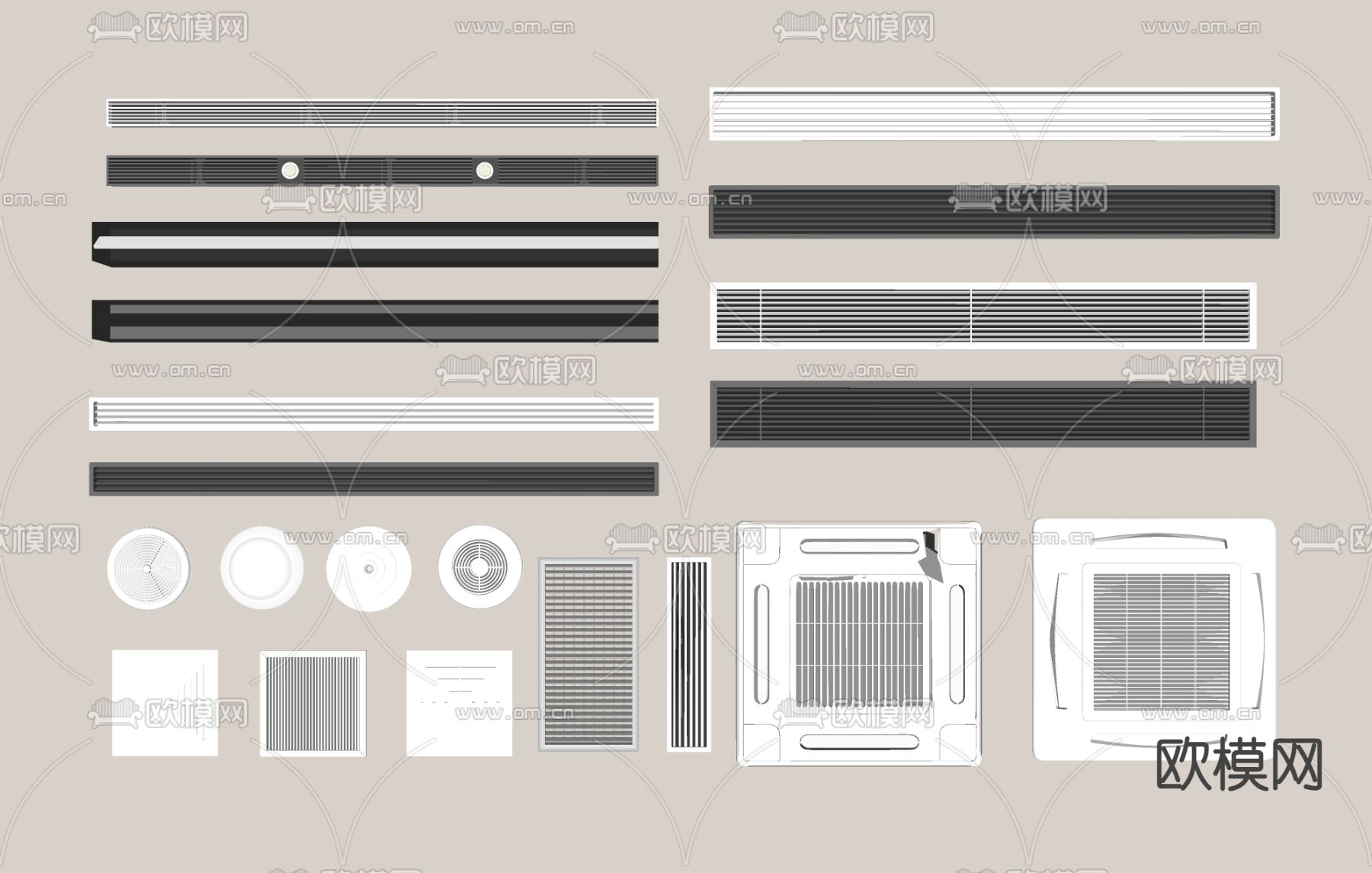 空调出风口 中央空调 风口su模型下载（渲染图1）