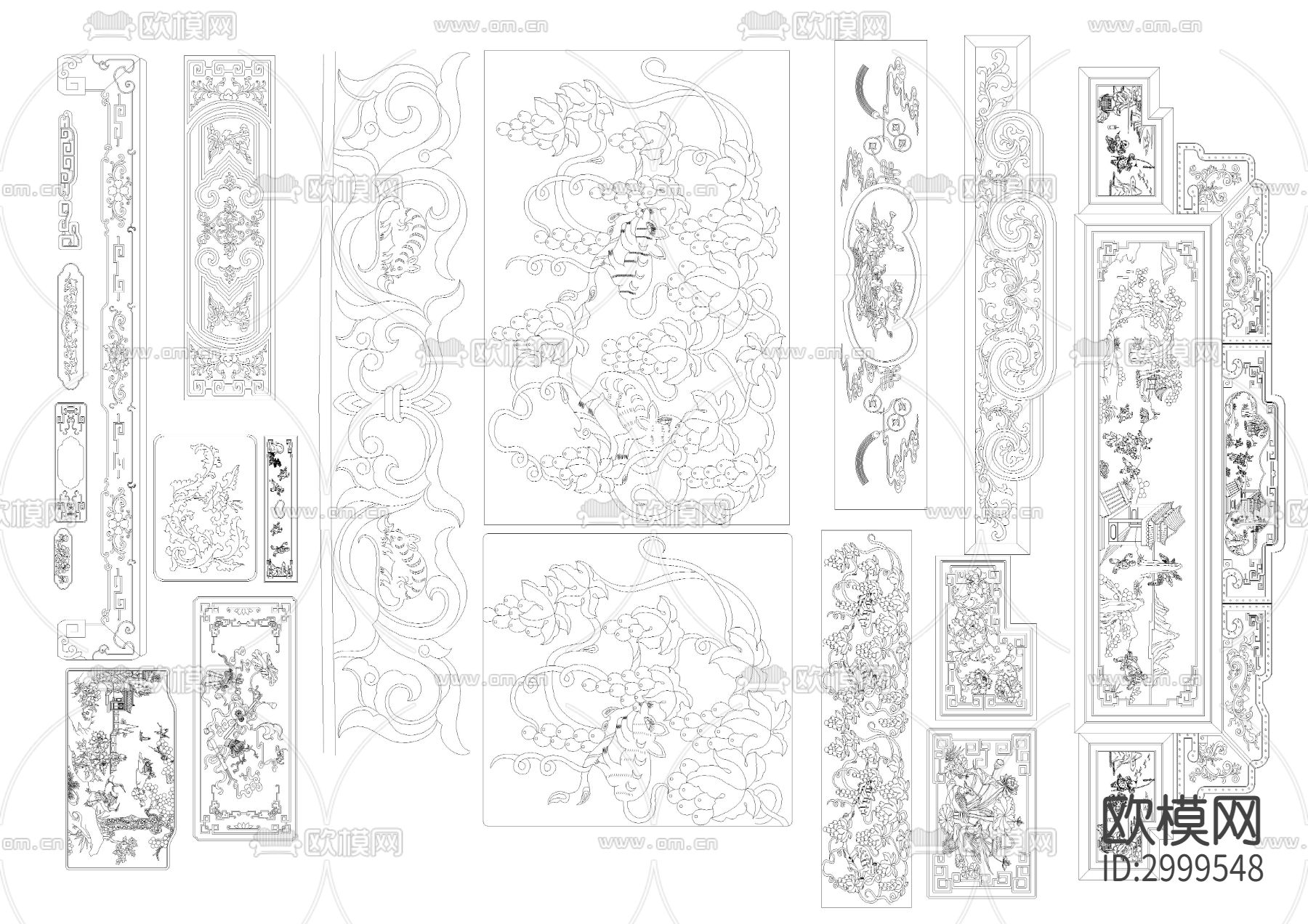 中式雕花素材cad图库下载（渲染图7）