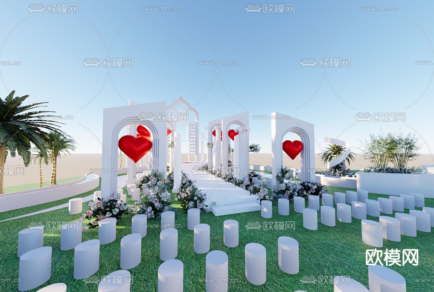 户外婚礼su模型下载（渲染图1）