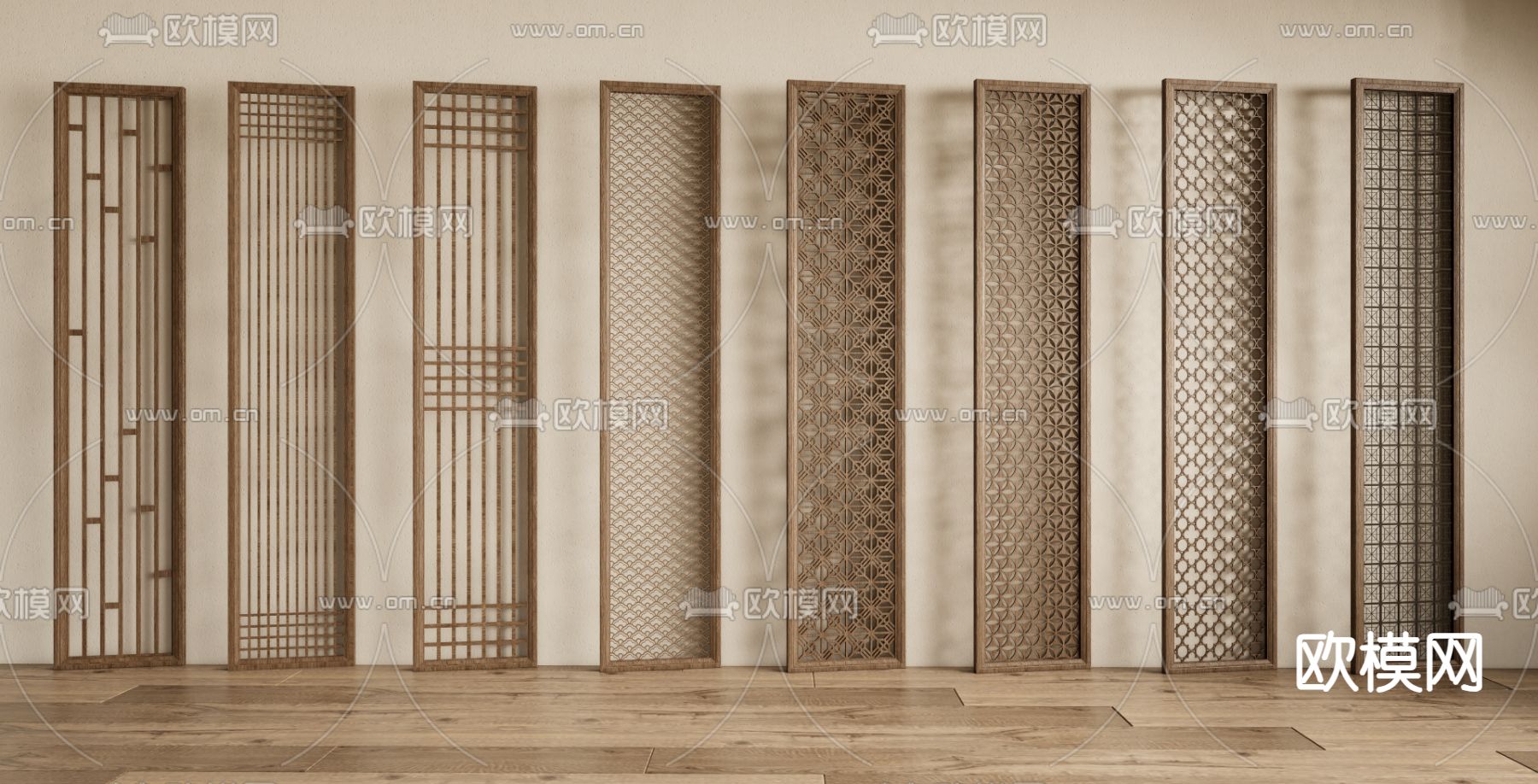 花格屏风 镂空隔断3d模型下载