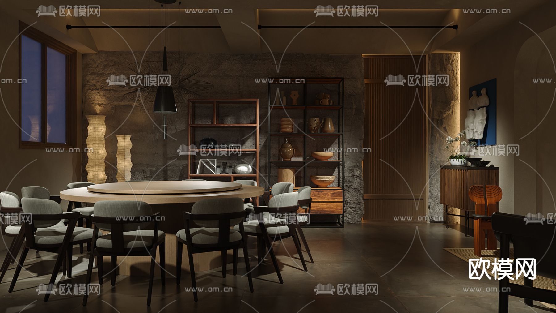 暗黑风包房 会所包厢3d模型下载（渲染图2）