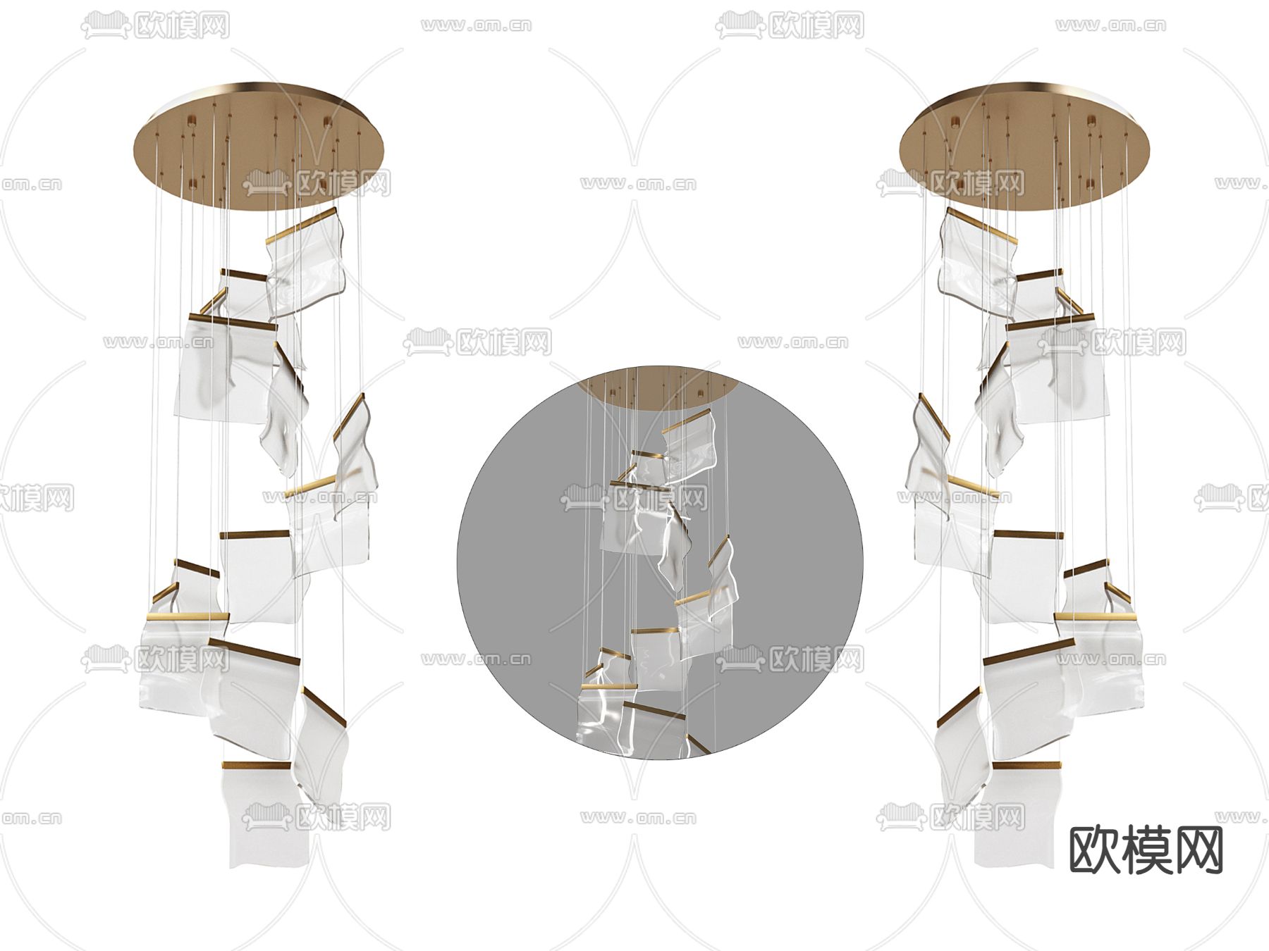 轻奢装饰灯 亚克力吊灯3d模型下载
