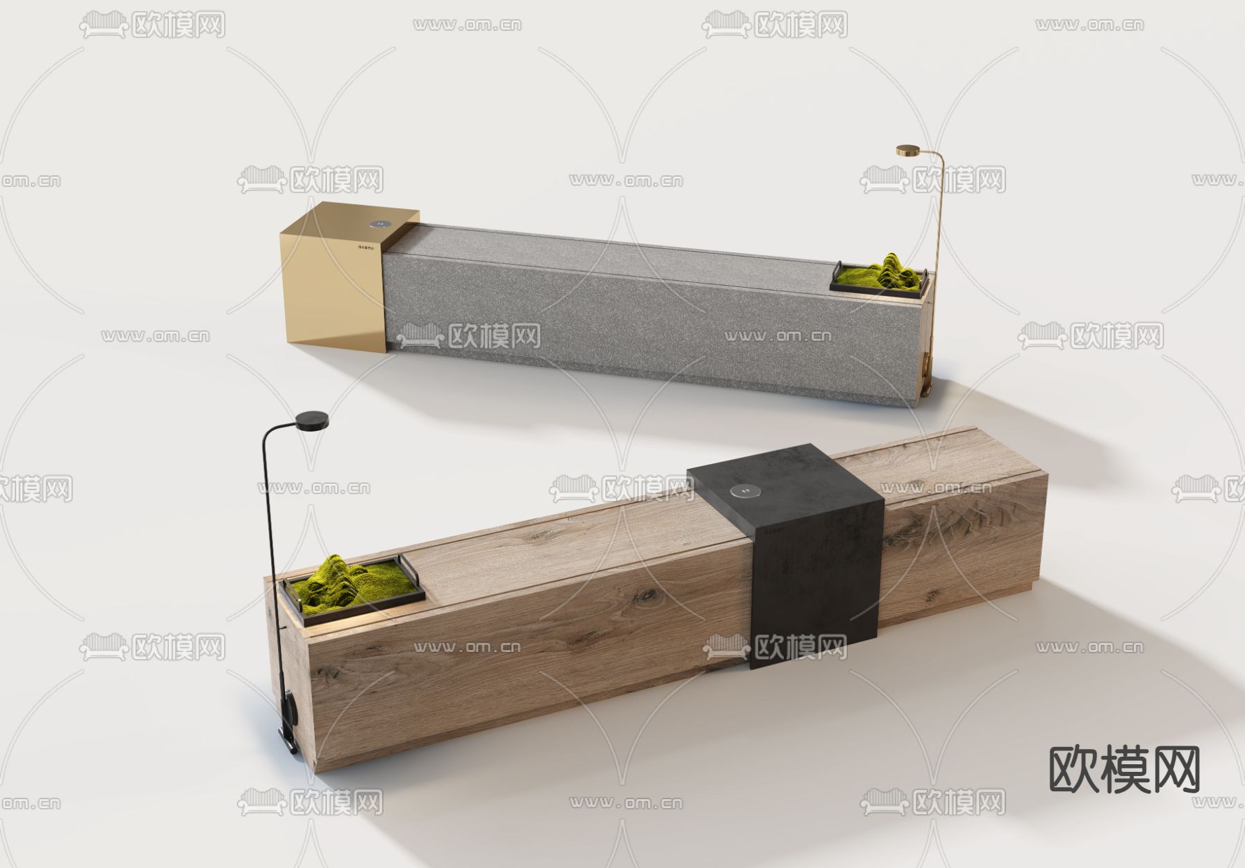 户外长凳 公共椅 公园椅3d模型下载（渲染图1）