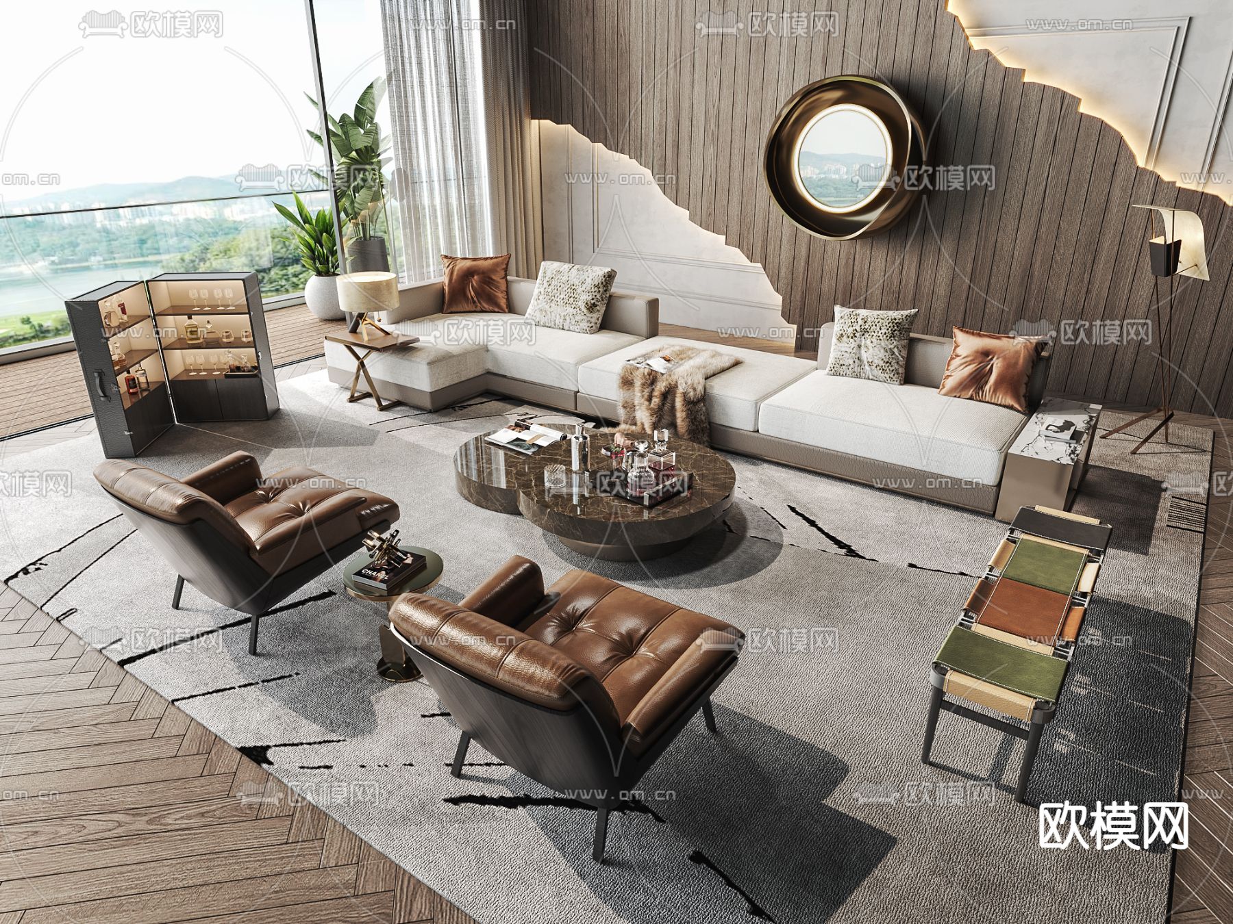 后现代组合沙发 意式沙发3d模型下载