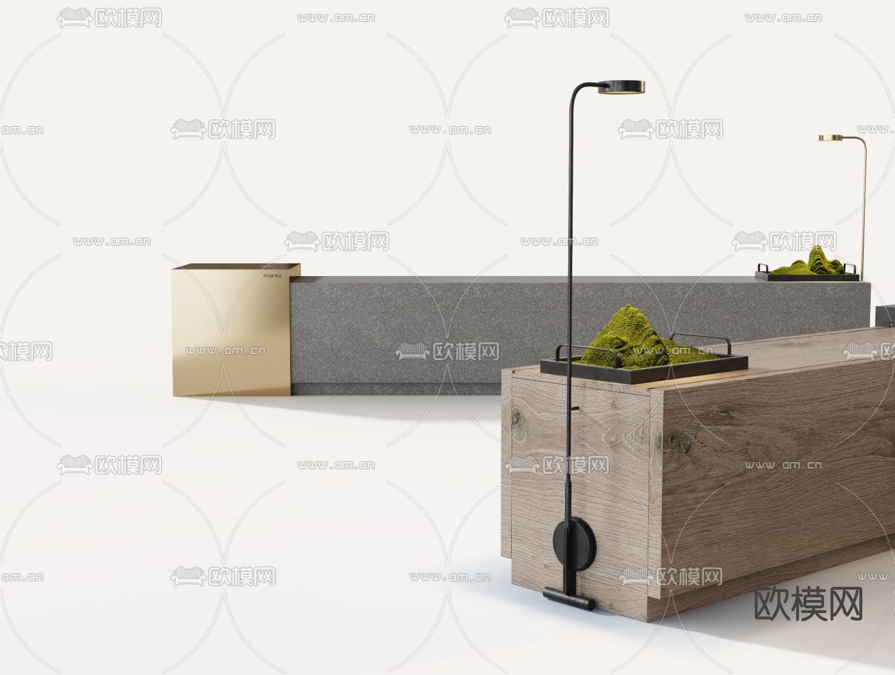 户外长凳 公共椅 公园椅3d模型下载（渲染图2）