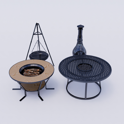  现代壁炉 火炉 烤火炉su模型 