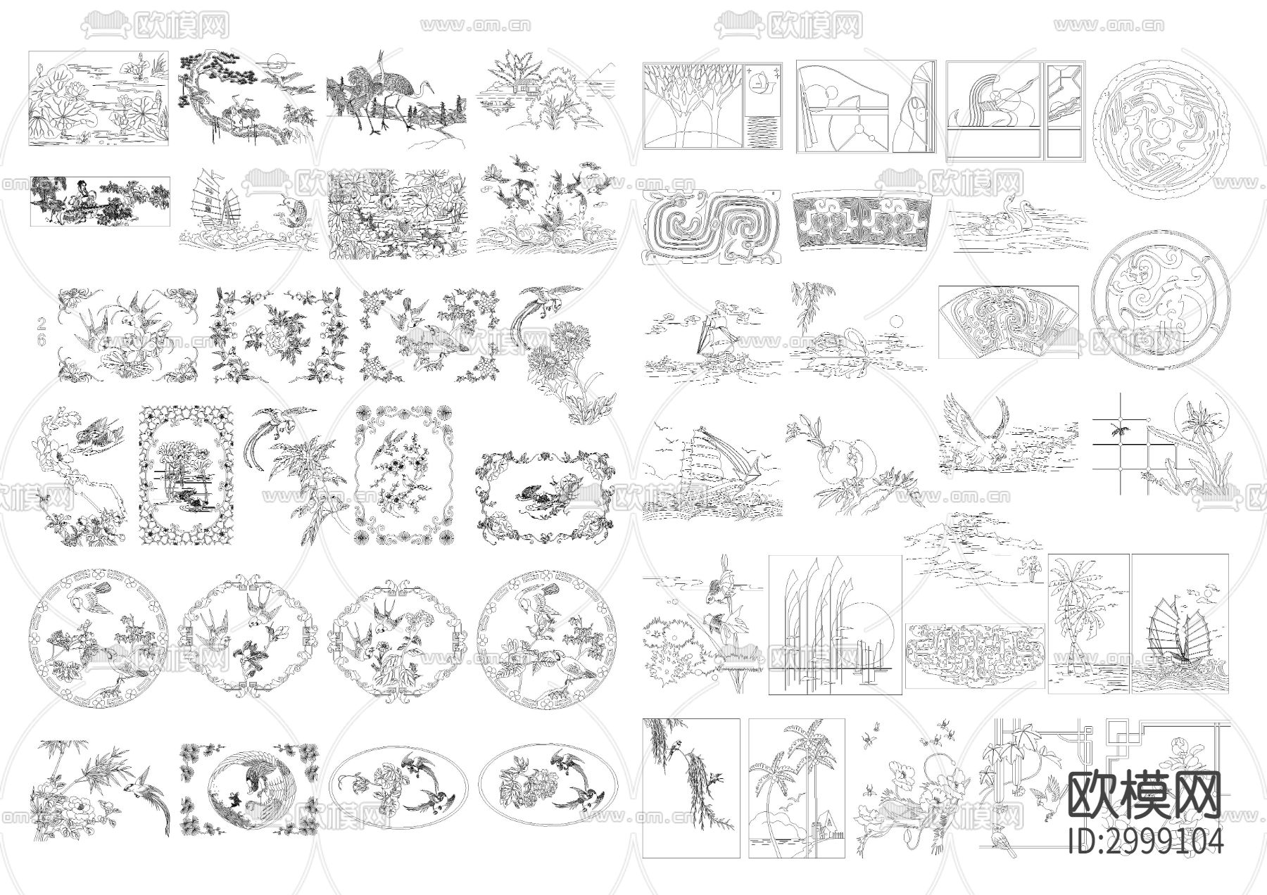 中式雕花cad图库下载（渲染图6）