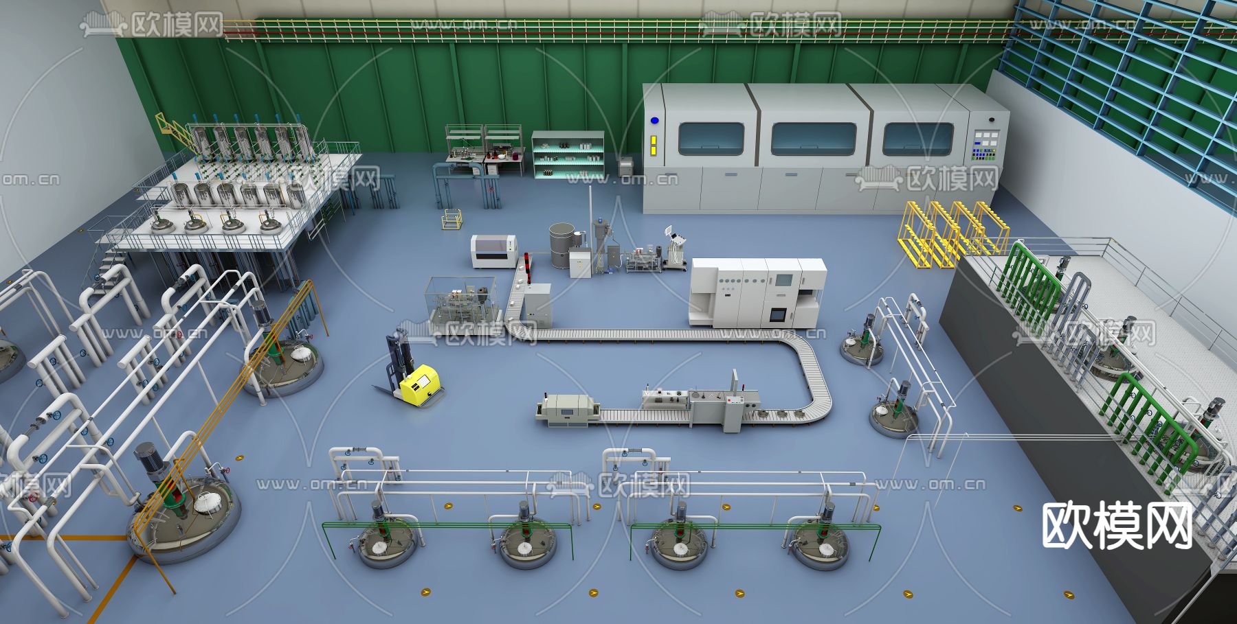 工厂车间 生产线3d模型下载（渲染图1）