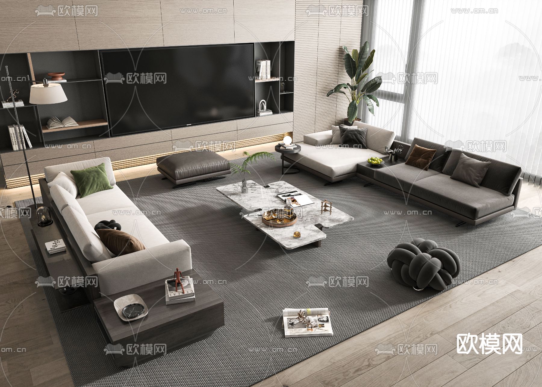 Minotti组合沙发 客厅3d模型下载