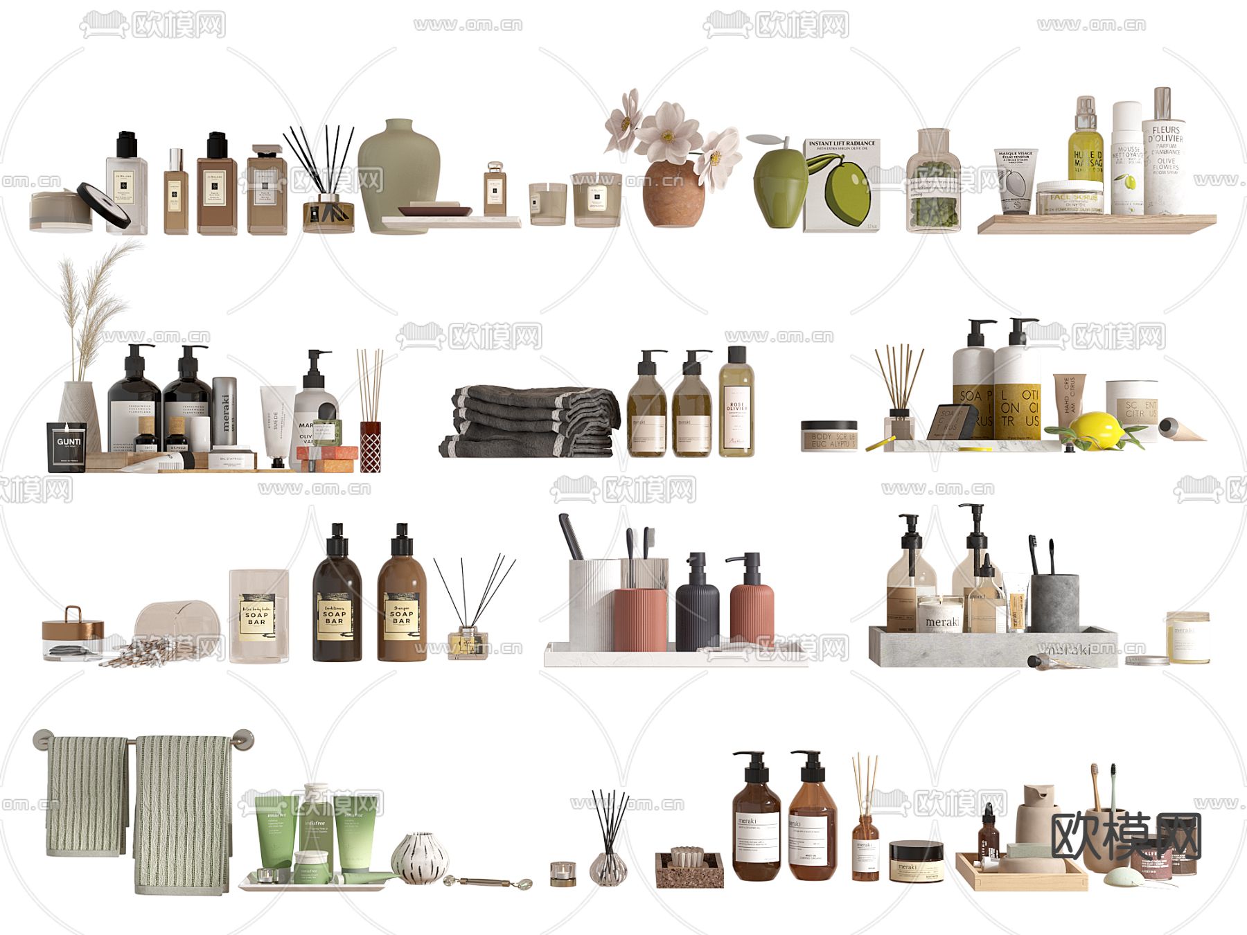 卫浴摆件 沐浴露 洗手液 洗涤用品3d模型下载