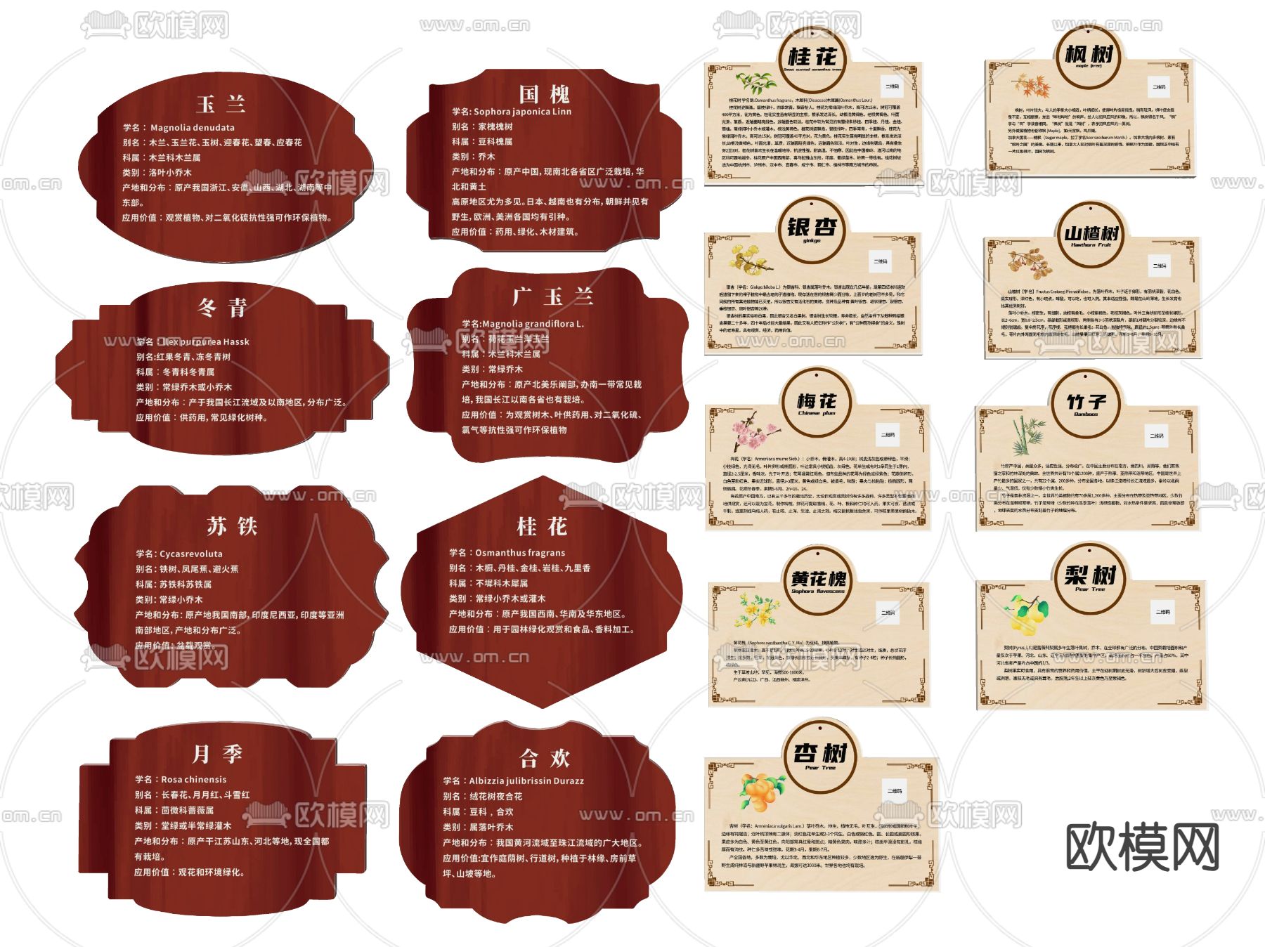 新中式草地指示牌 植物介绍牌su模型下载（渲染图1）