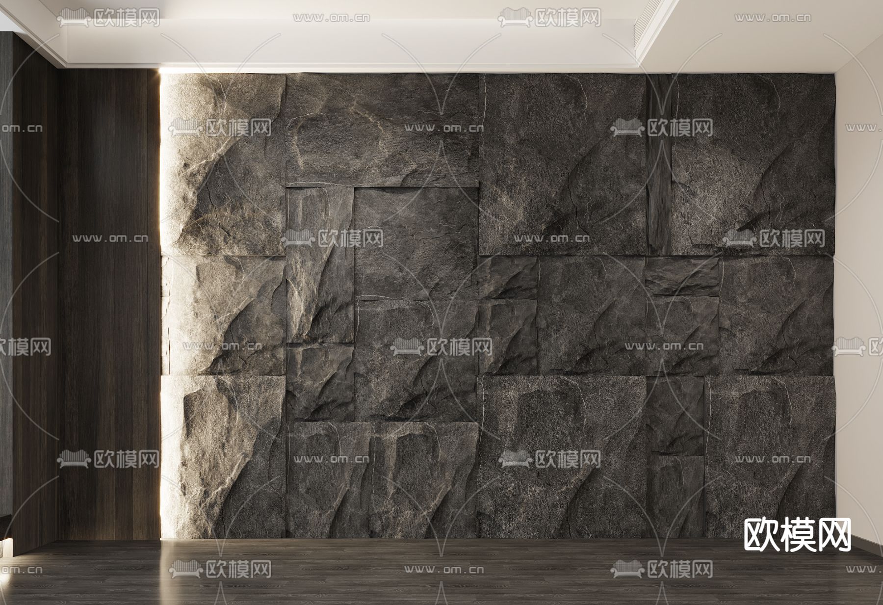 毛石墙 PU石头墙 岩石墙 背景墙3d模型下载_ID15030448_3dmax免费模型-欧模网