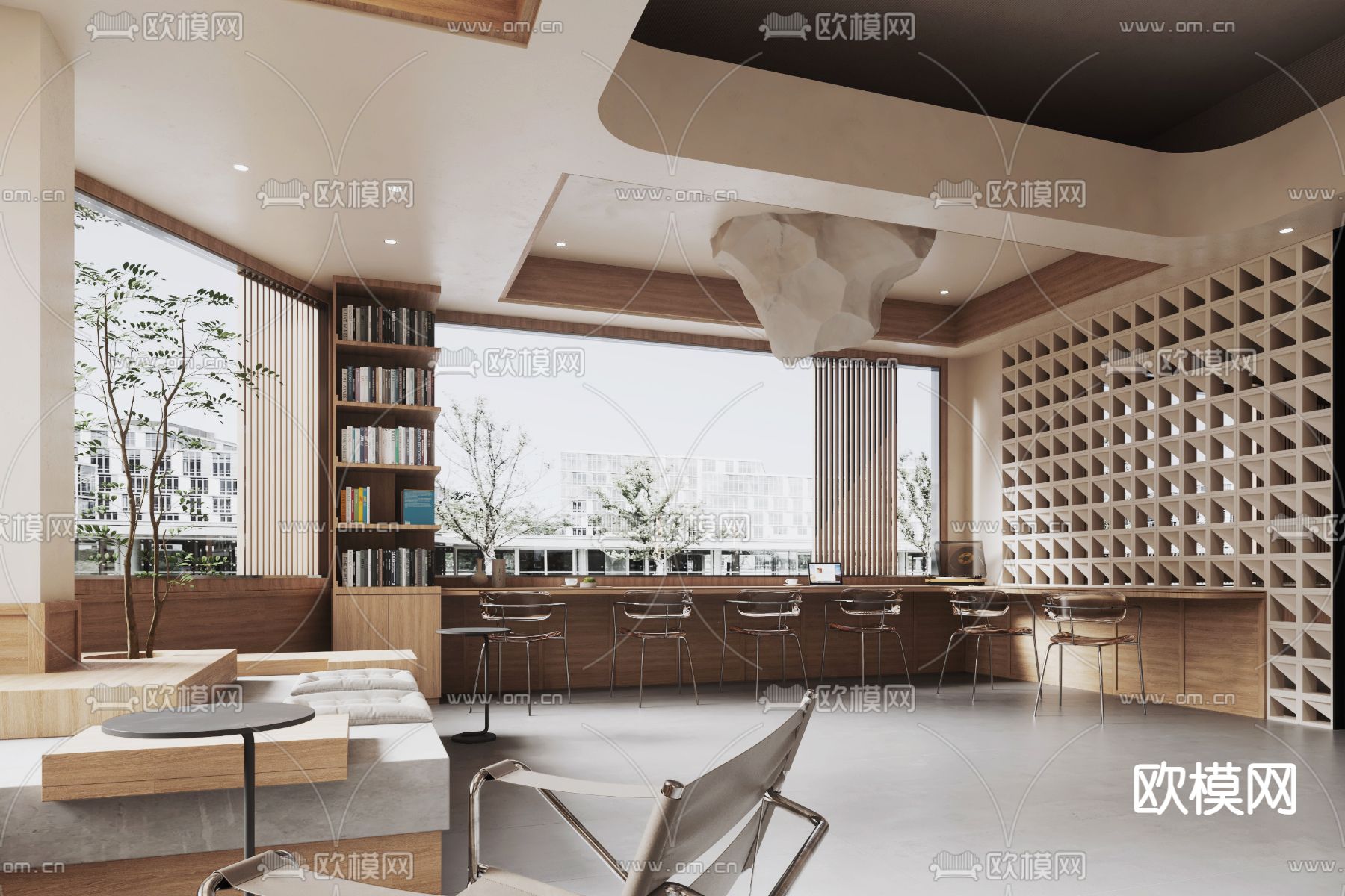 侘寂咖啡馆 咖啡厅3d模型下载（渲染图3）