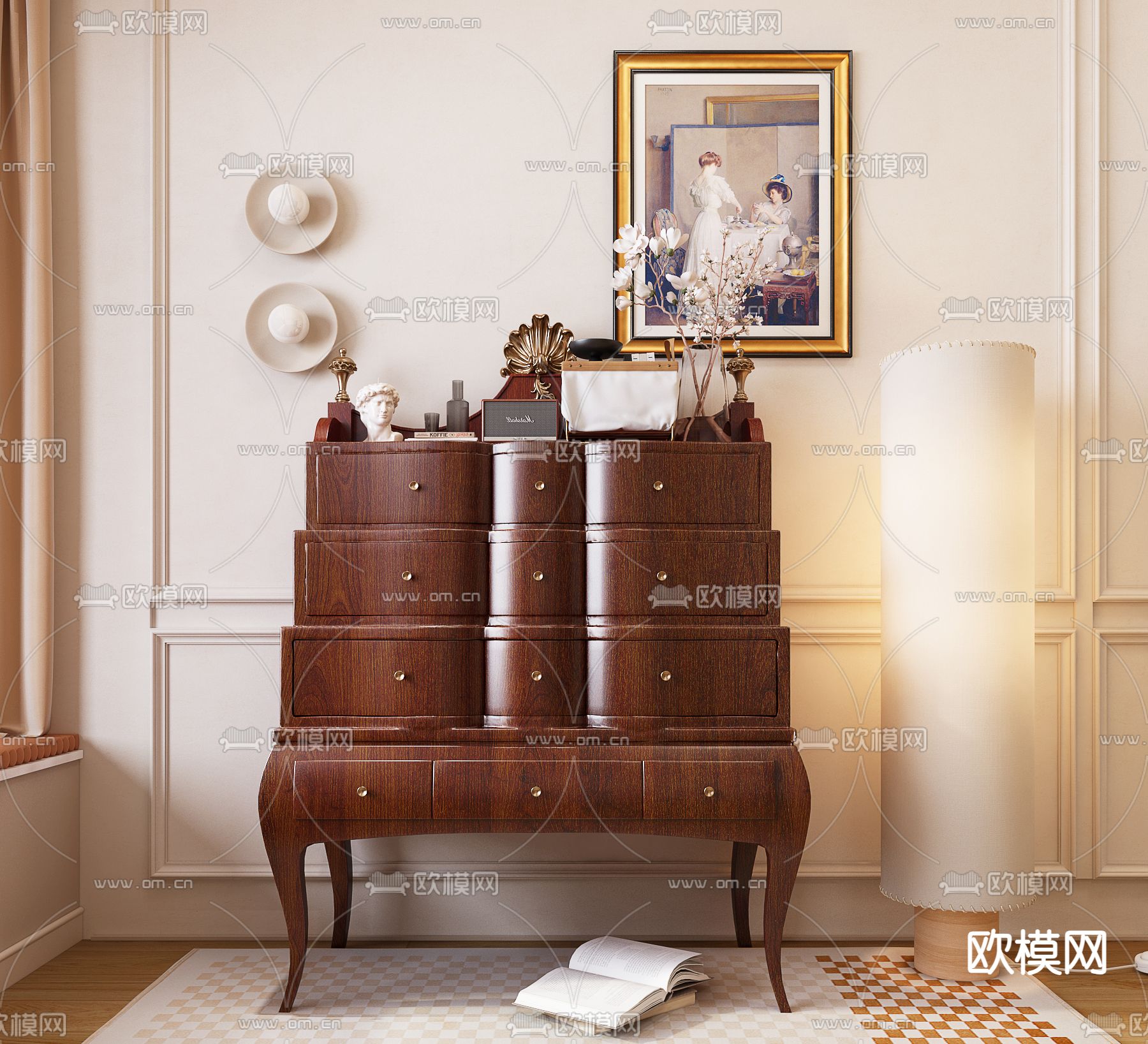 欧式边柜 斗柜 装饰柜3d模型下载