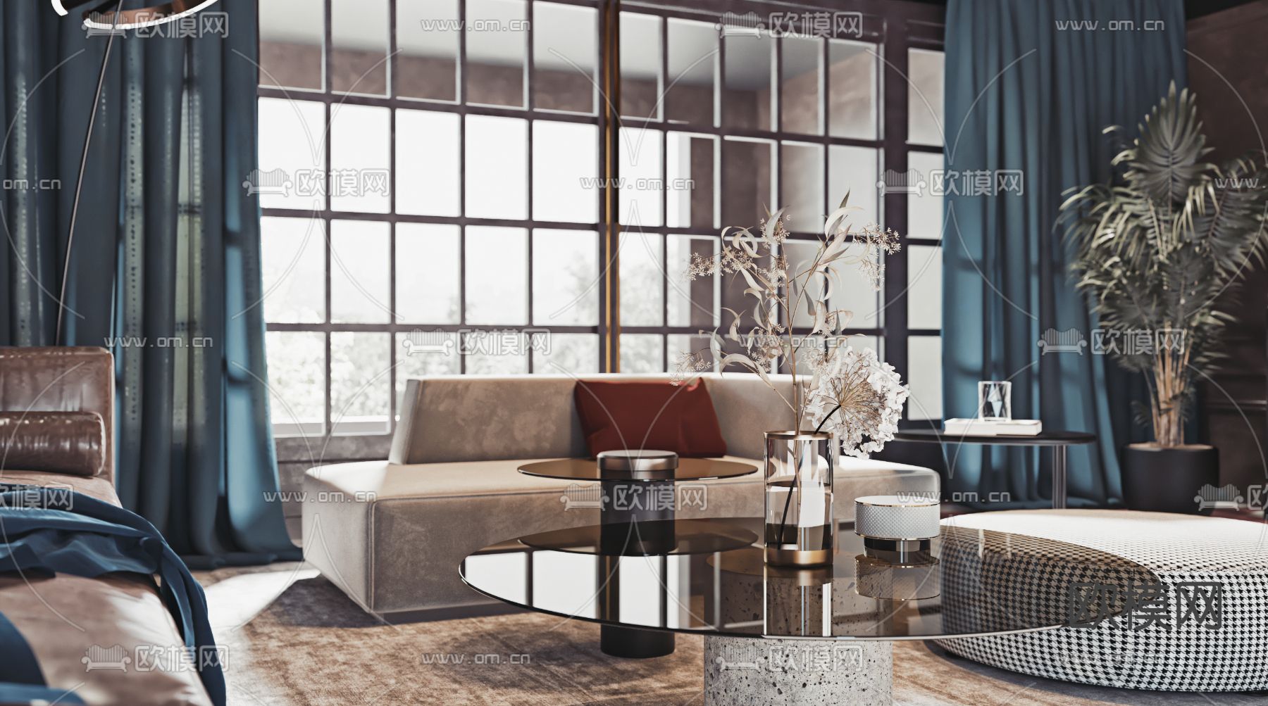 欧式客厅3d模型下载（渲染图3）