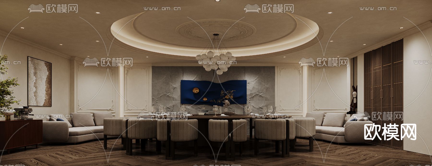 中餐厅包厢 酒楼包房3d模型下载